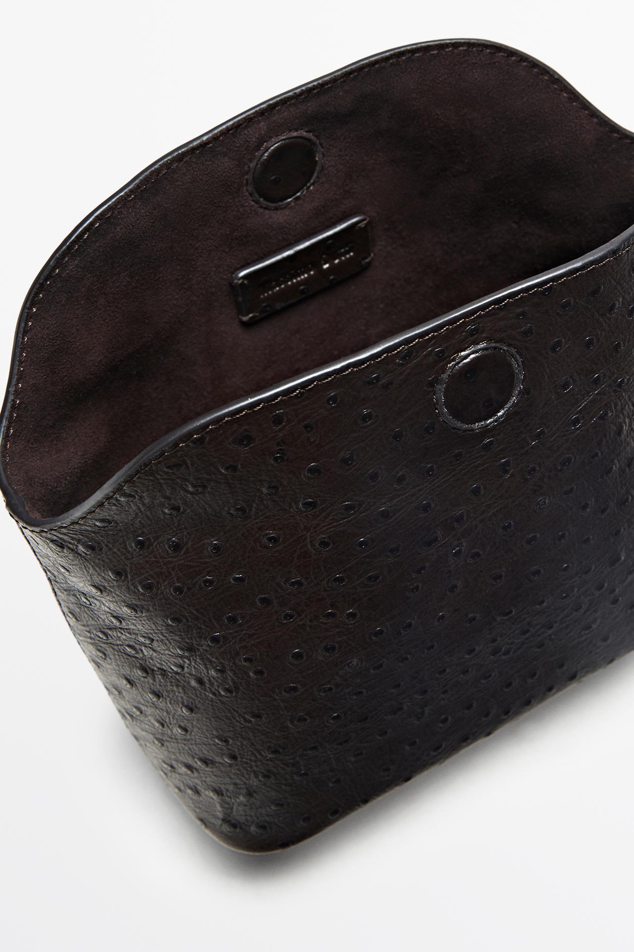 Textured medium nappa leather bag — BROWN