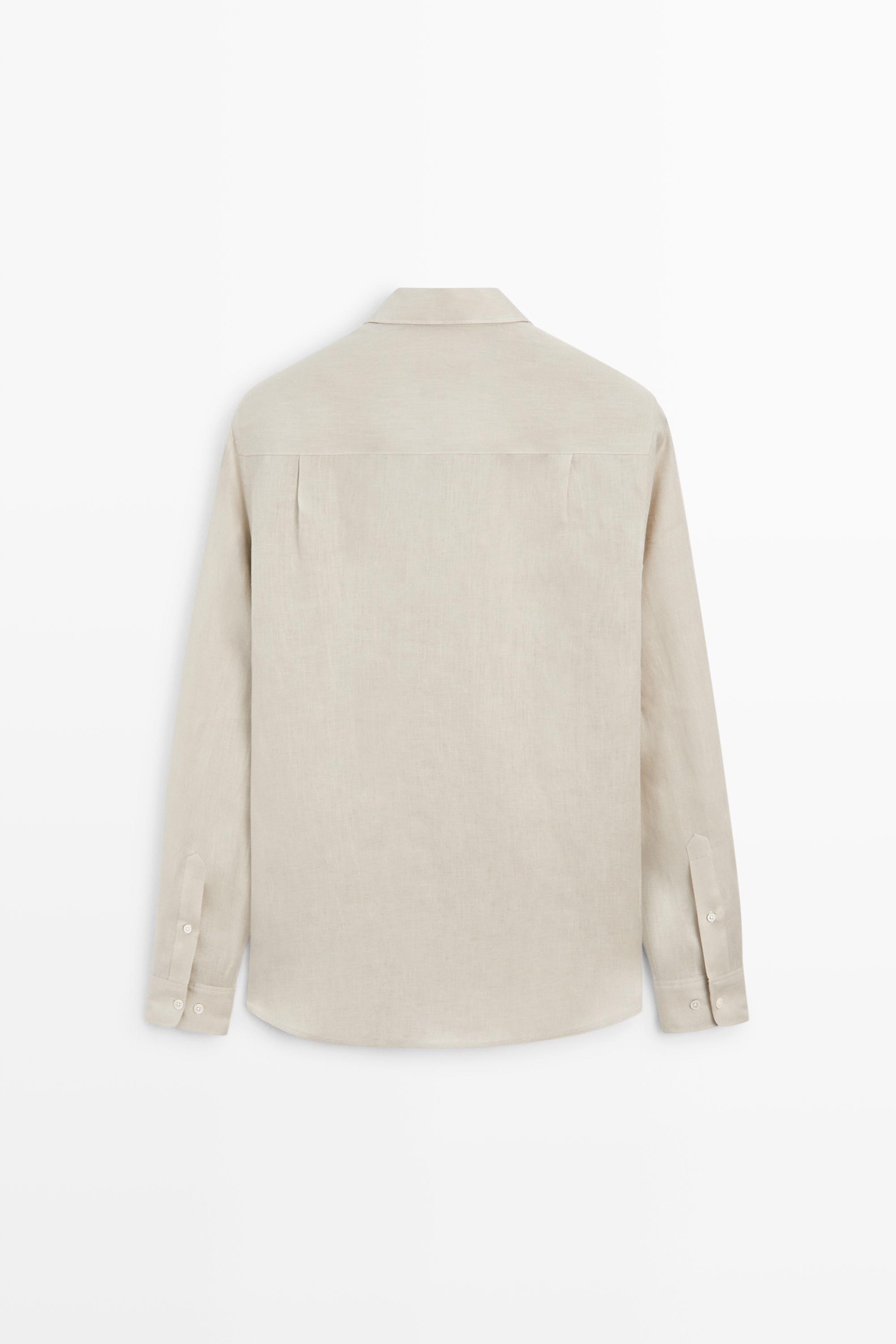 Regular fit 100% extra-fine linen shirt — BEIGE