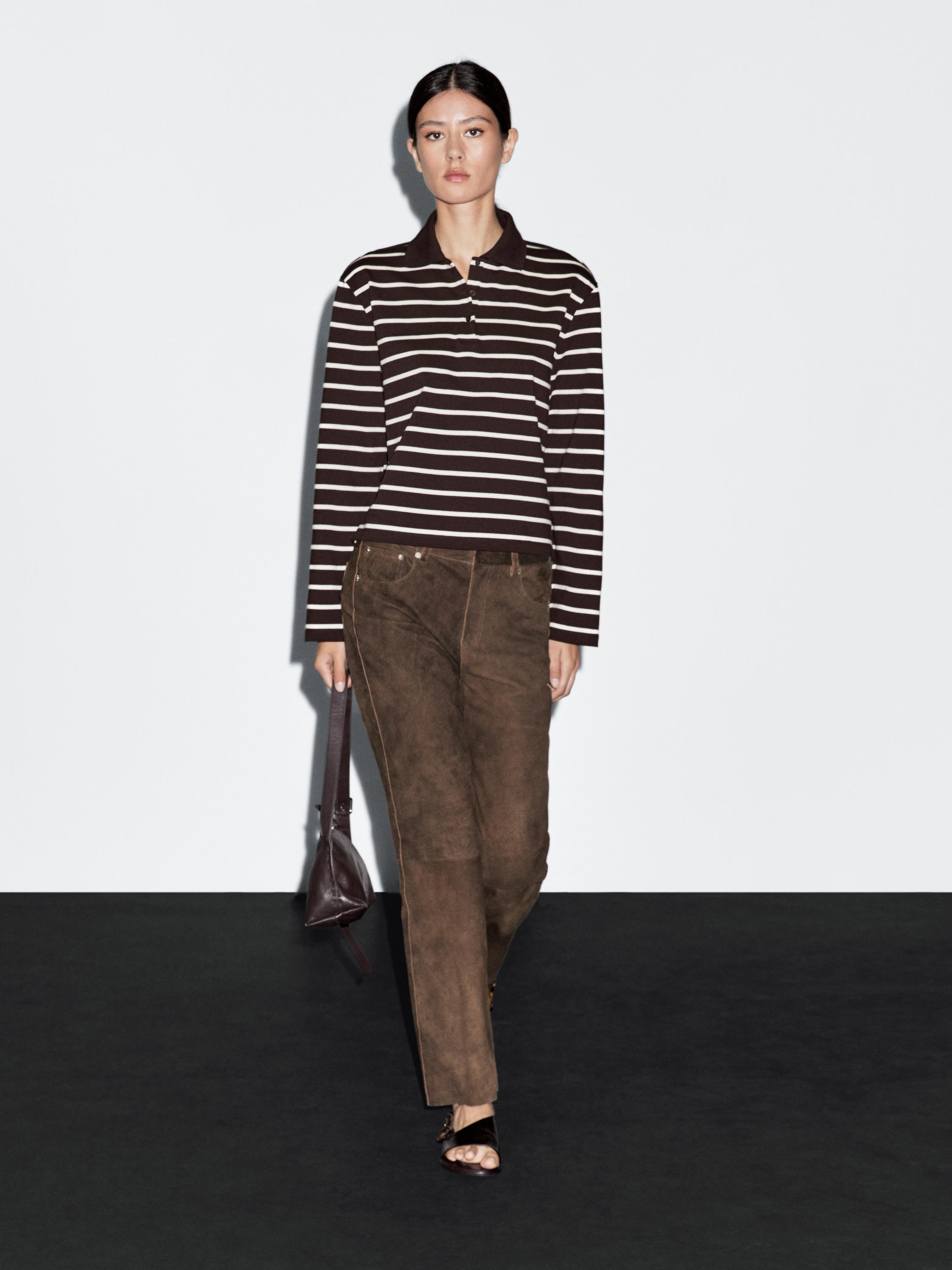 100% cotton striped polo shirt