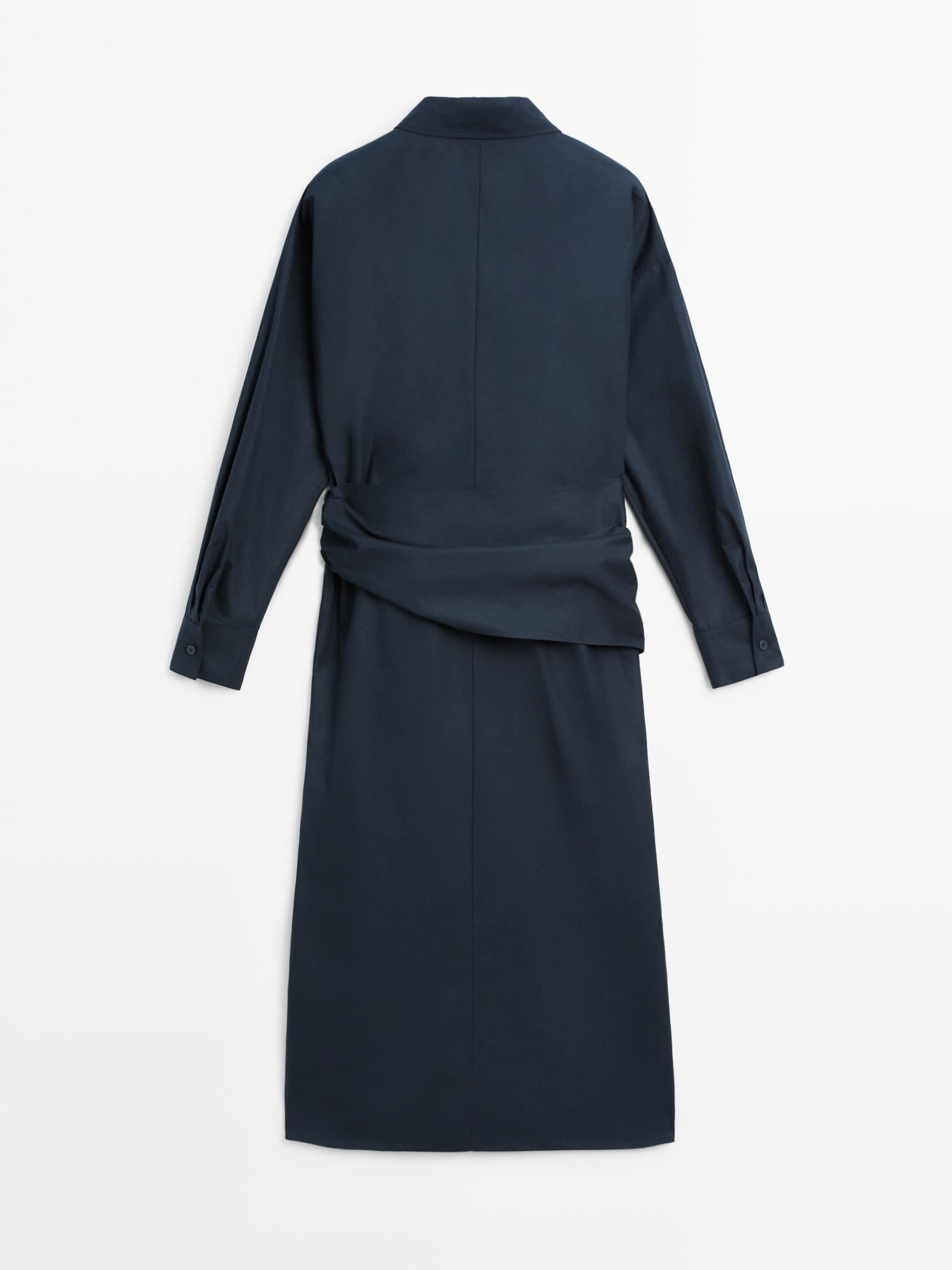 Midi shirt dress with scarf detail