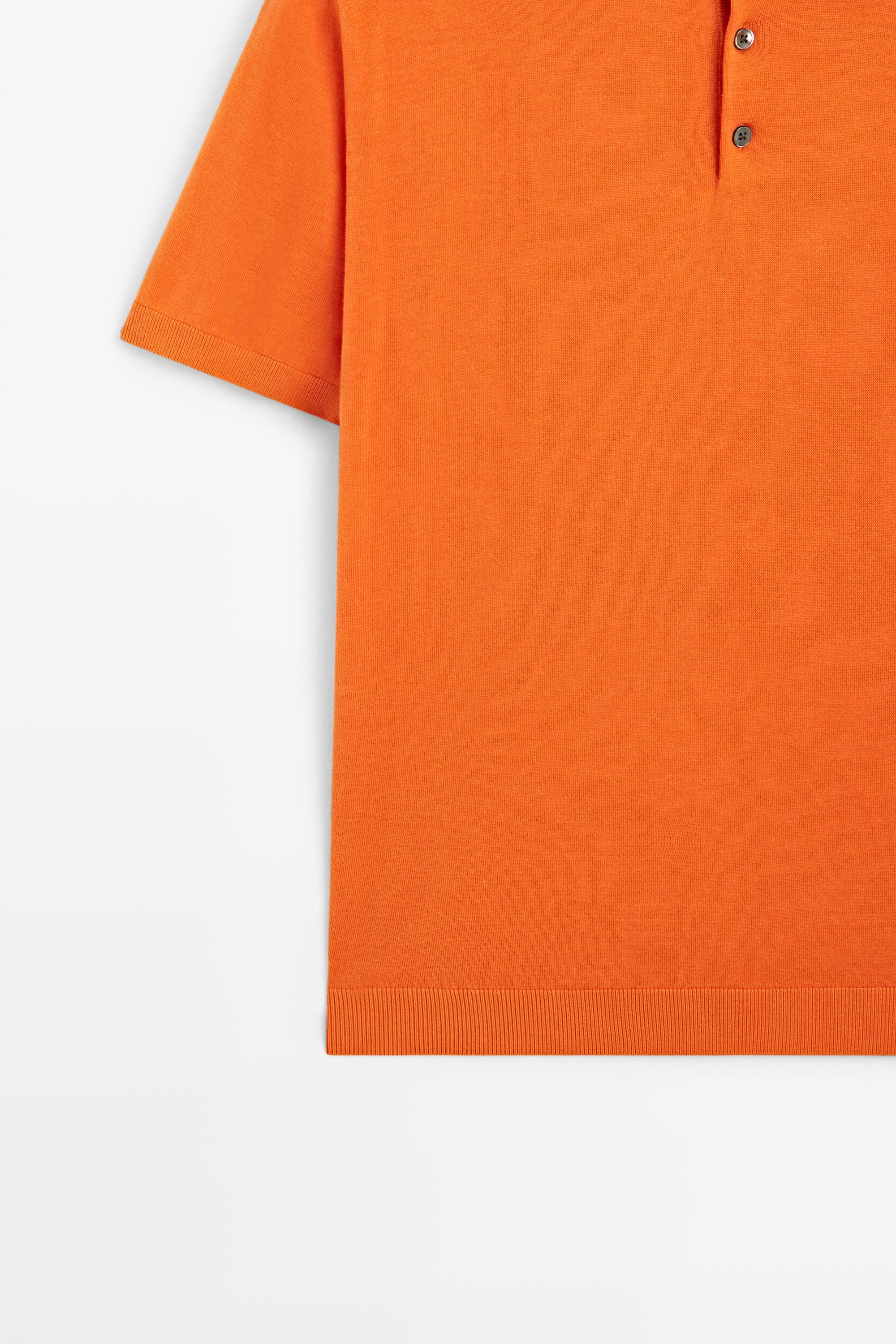 100% Cotton Knit Polo Shirt — ORANGE