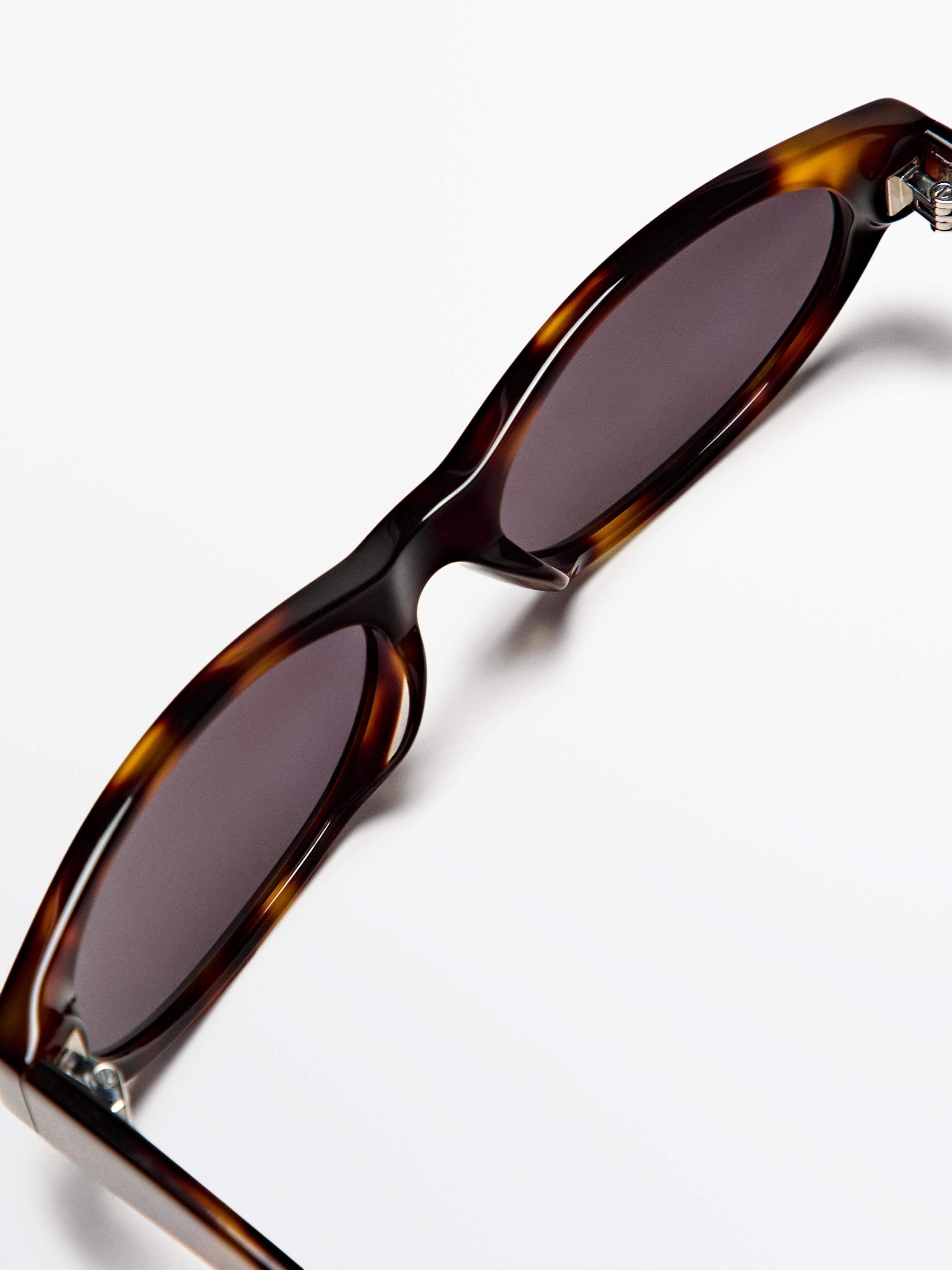 Narrow tortoiseshell-effect sunglasses — BROWN