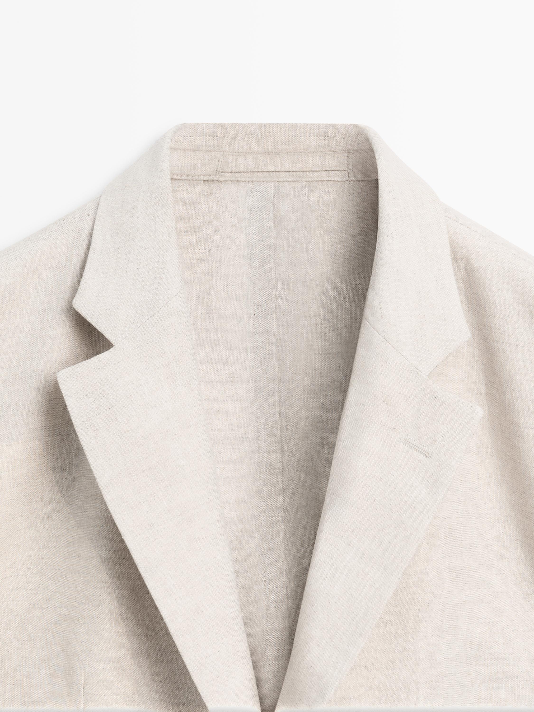 100% linen suit blazer with pocket details — CREAM
