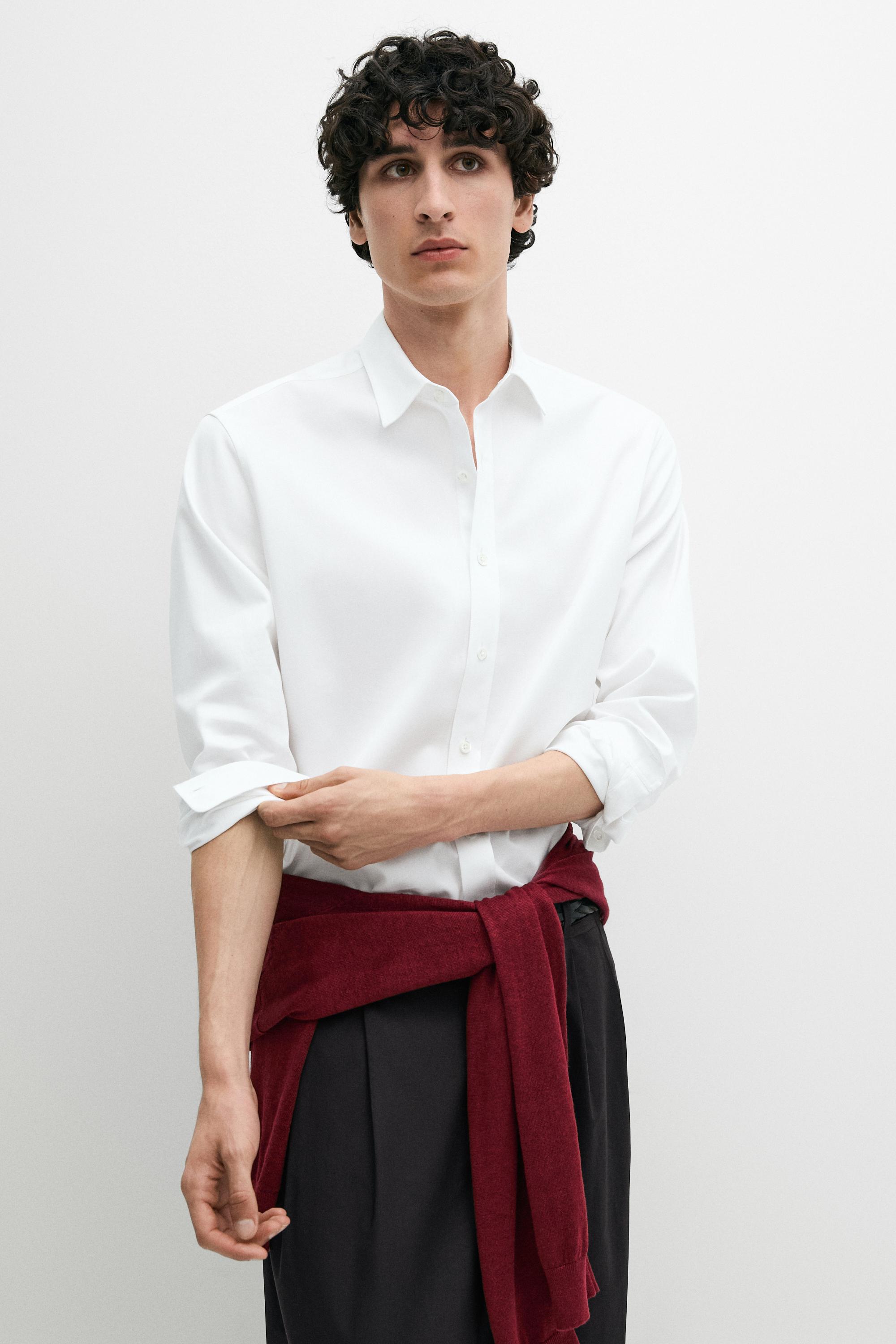 Slim fit 100% cotton shirt — WHITE