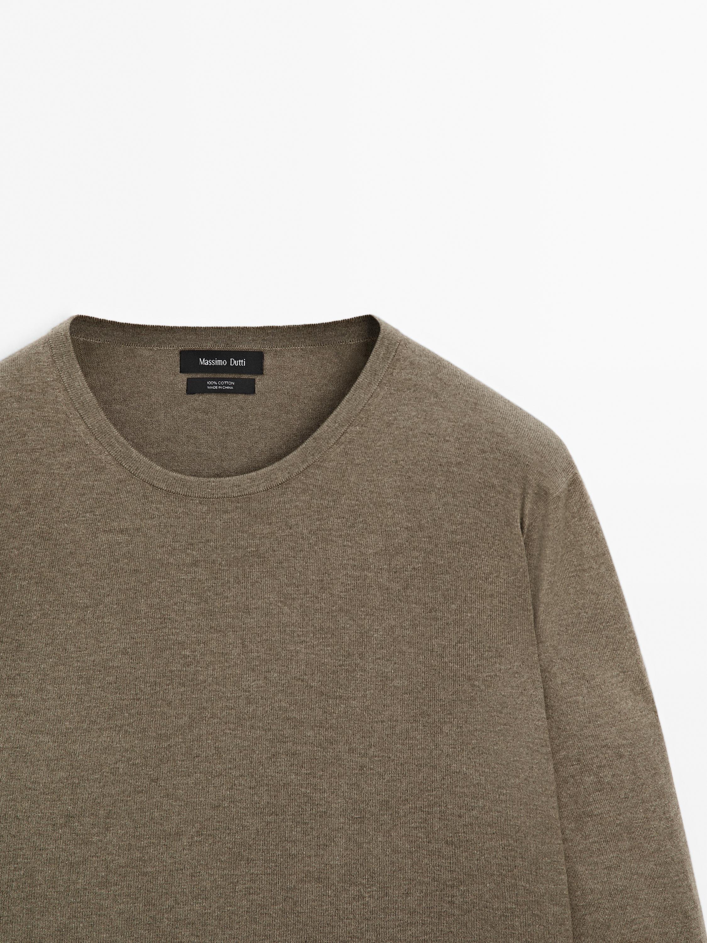 Long sleeve cotton knit sweater