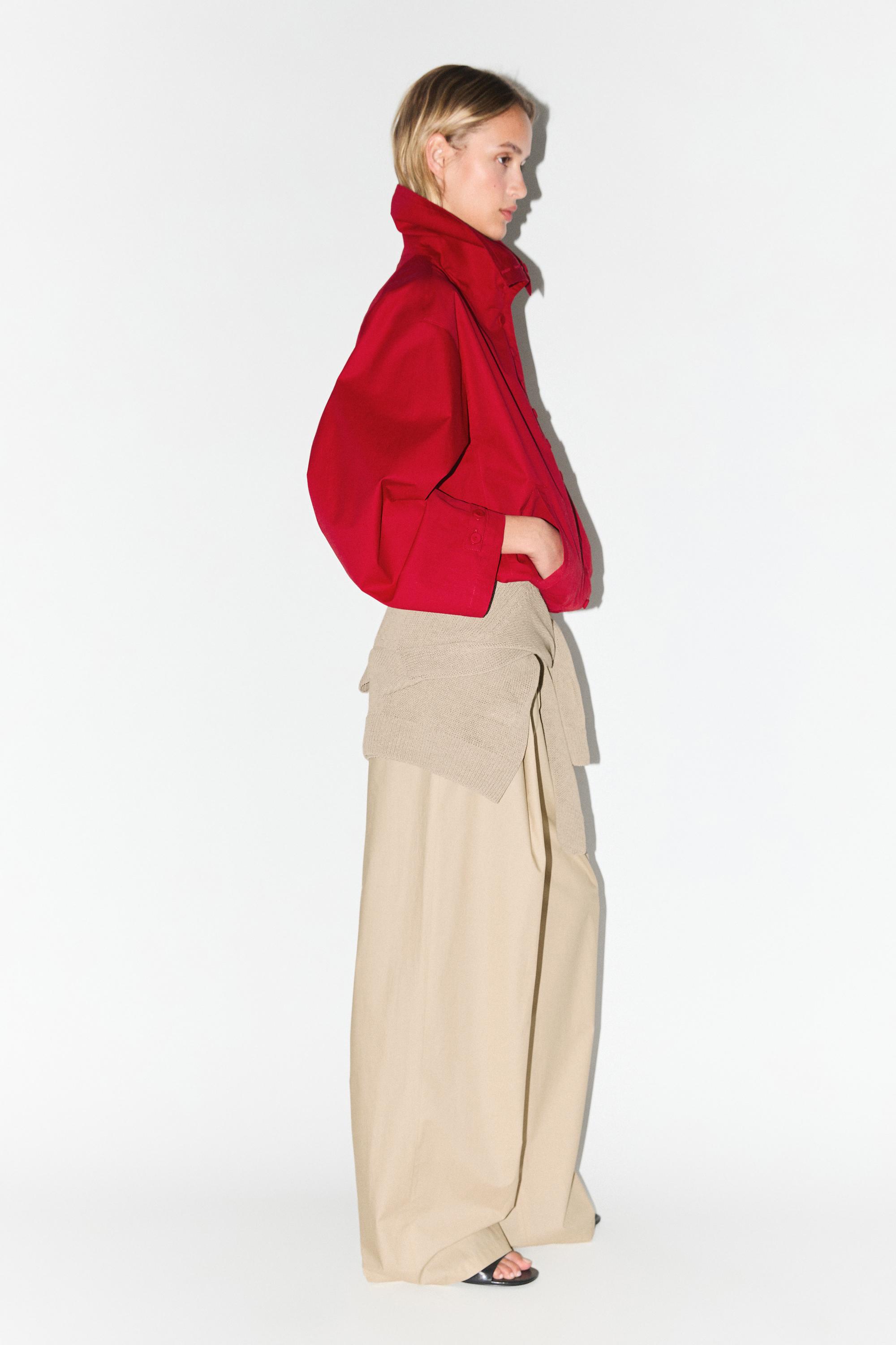 Lightweight cotton jacket with button details — BRIGHT RED