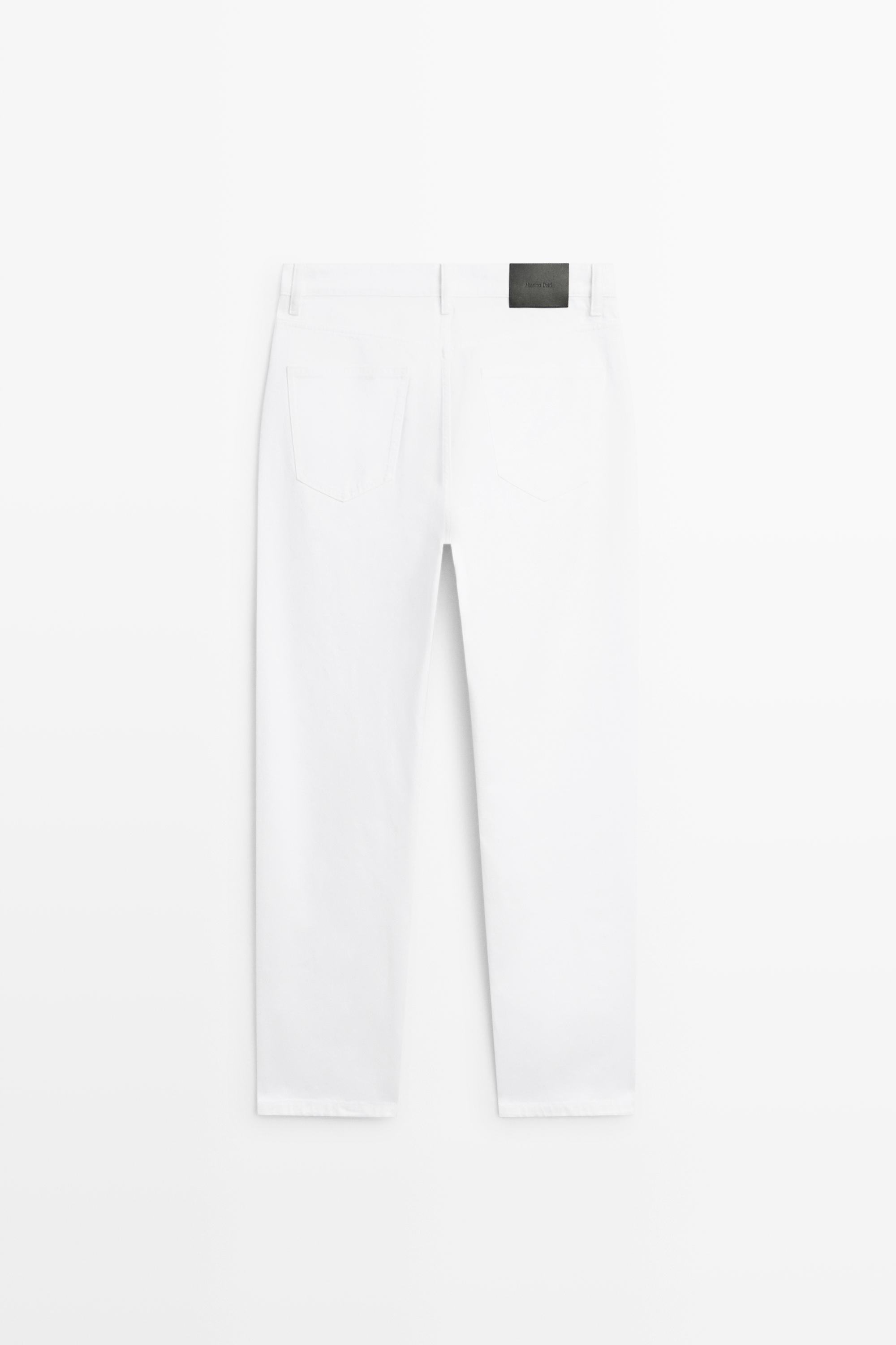 Straight-leg denim-effect pants — WHITE