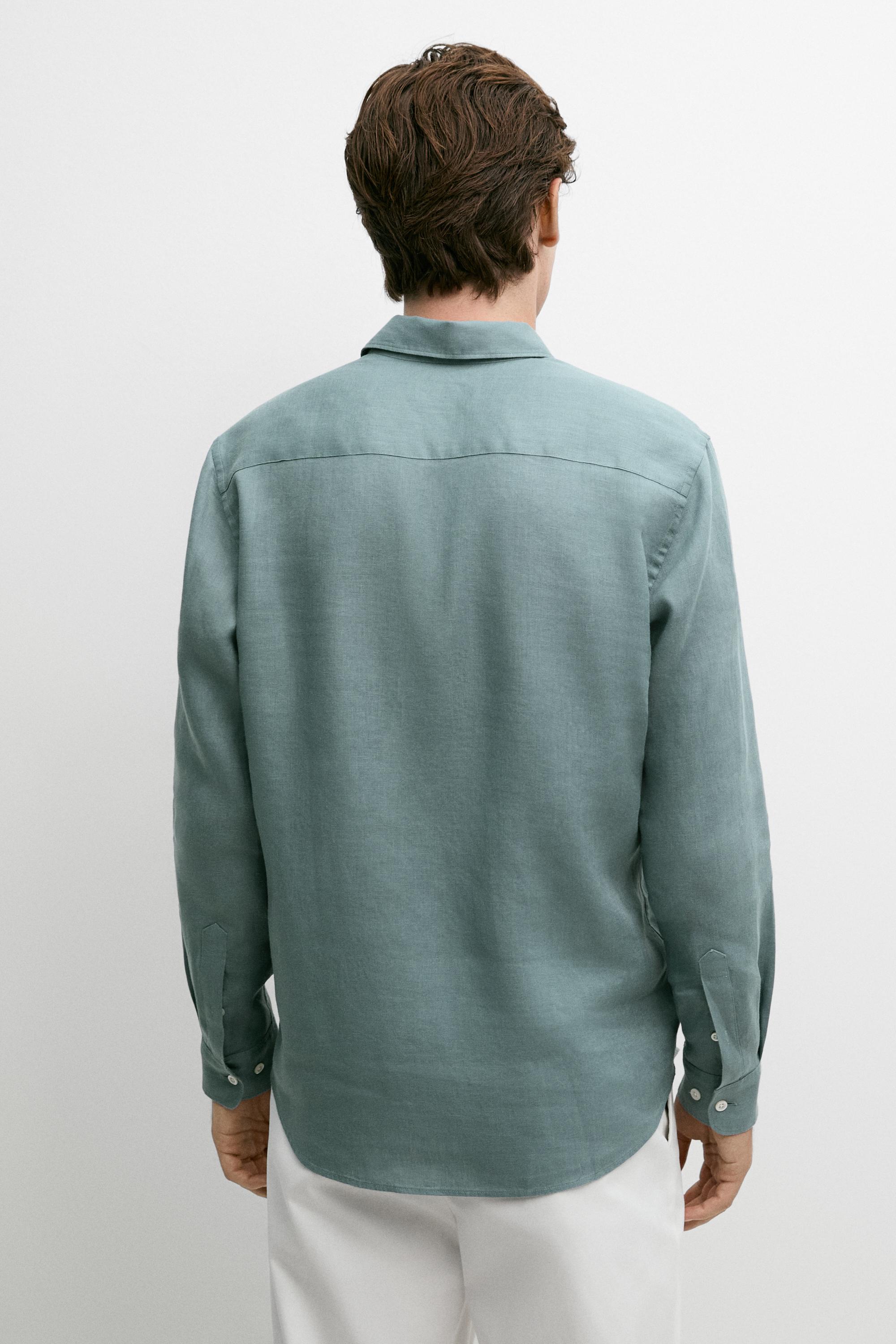 100% linen slim fit shirt — DEEP BLUE