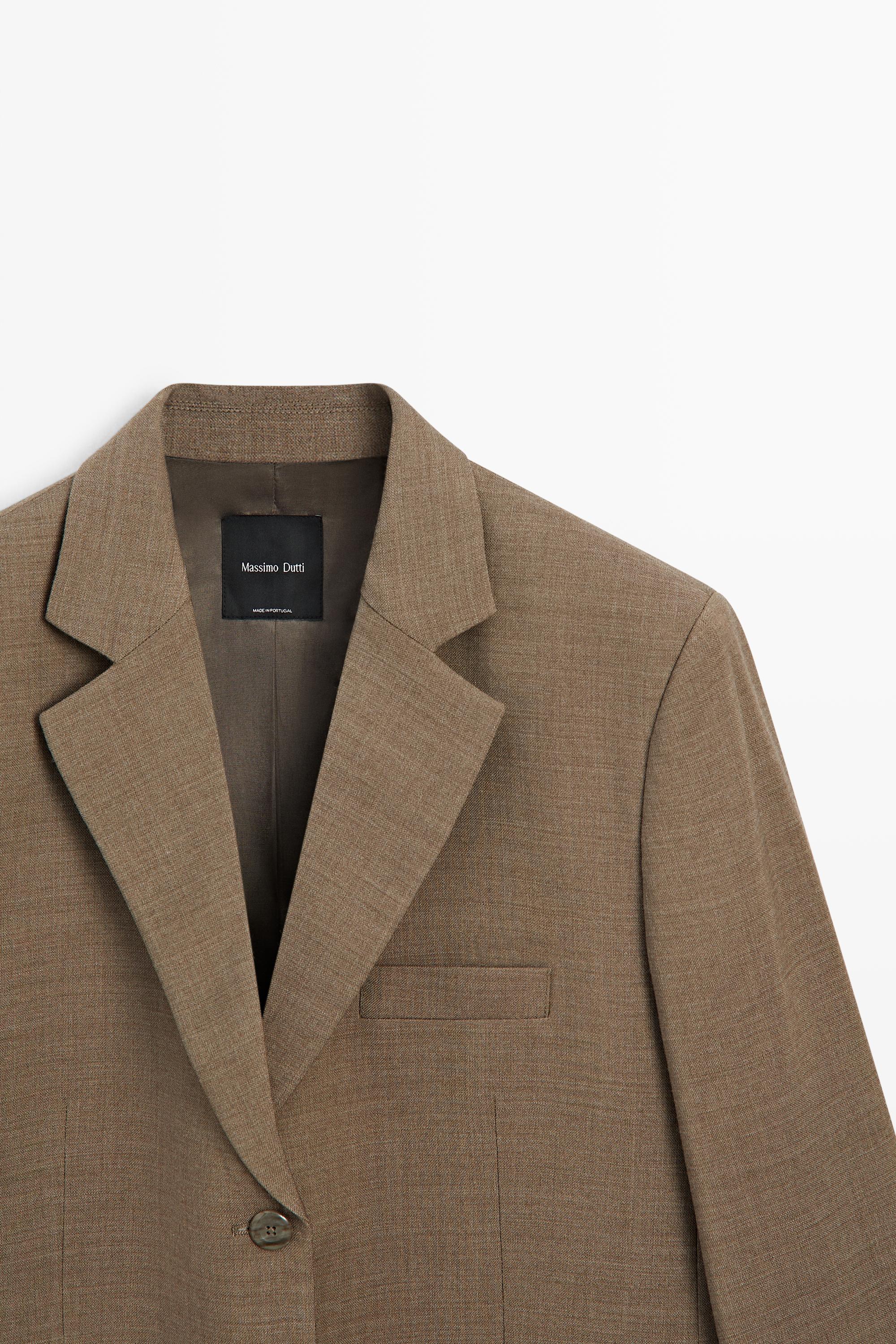 Melange 100% wool suit blazer — CAMEL