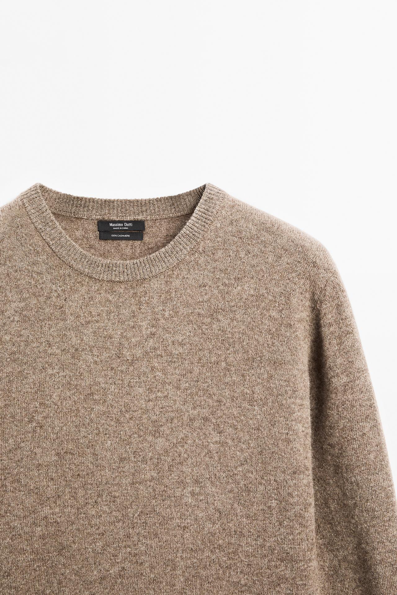 100% cashmere long sleeve sweater — MOLE BROWN