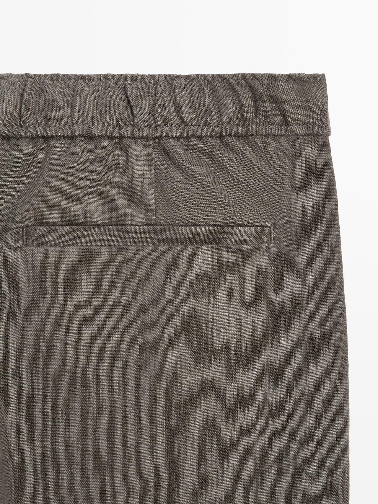 Linen jogger fit pants — Greyish green