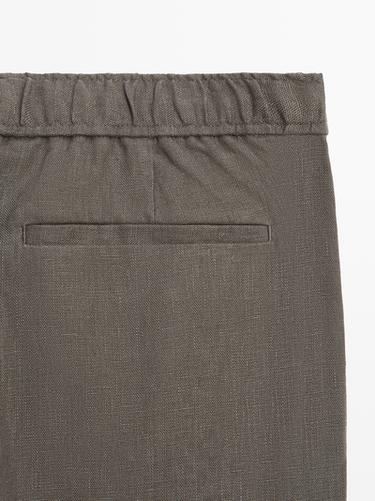 Linen jogger fit pants — Greyish green 7