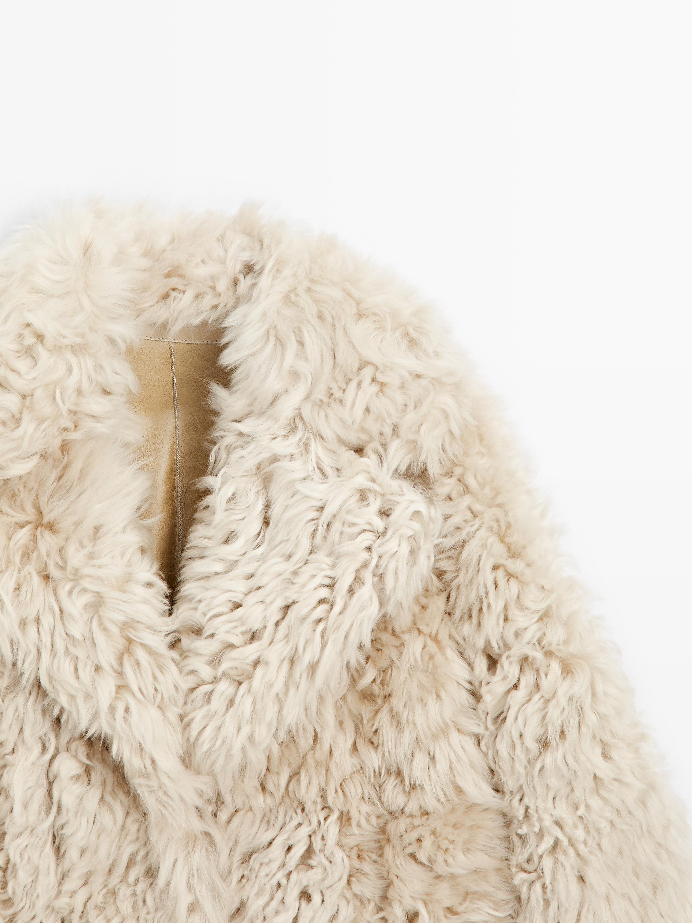 Short leather coat with fur - STUDIO — CREAM