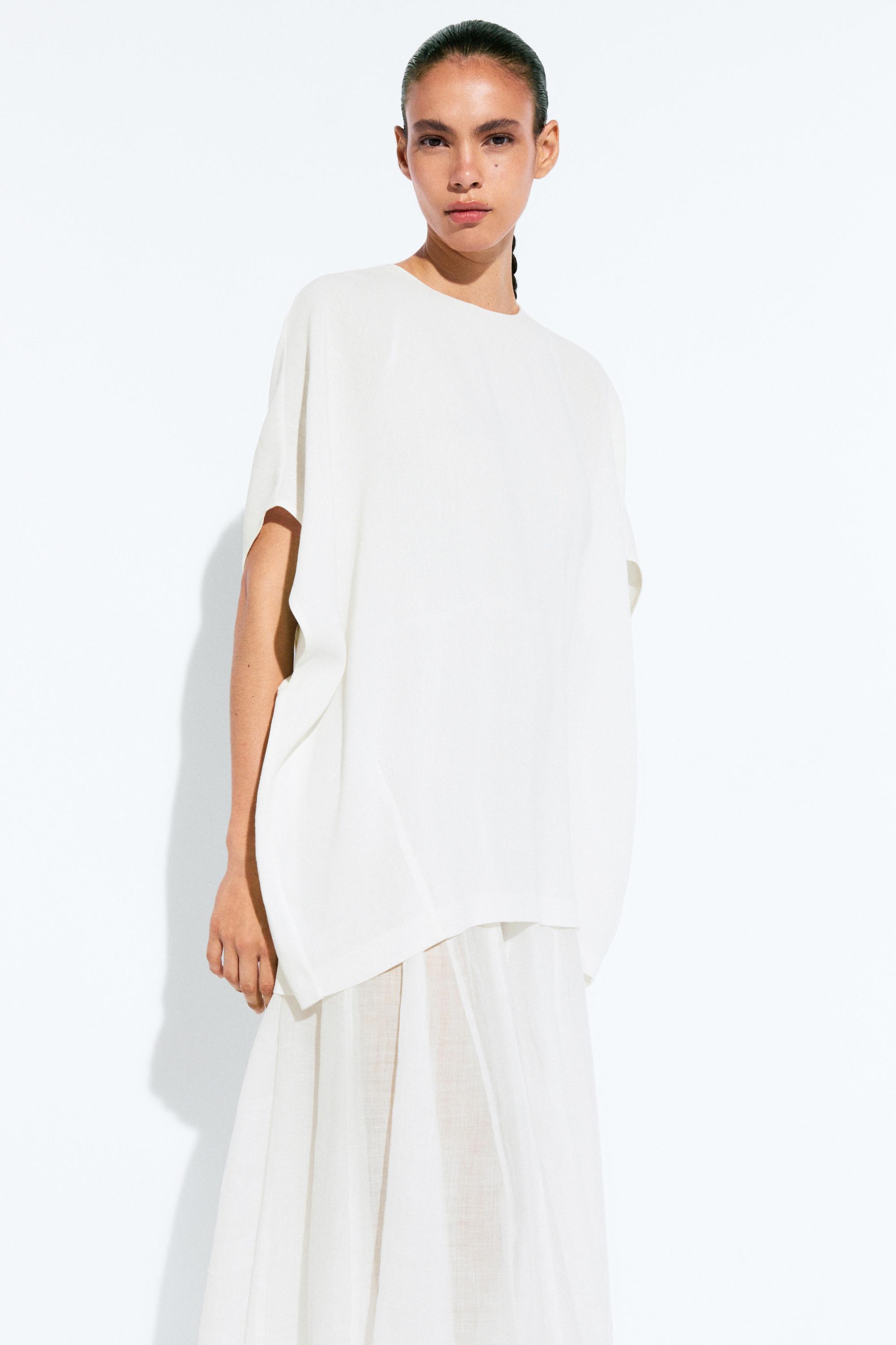 Combined linen-blend dress