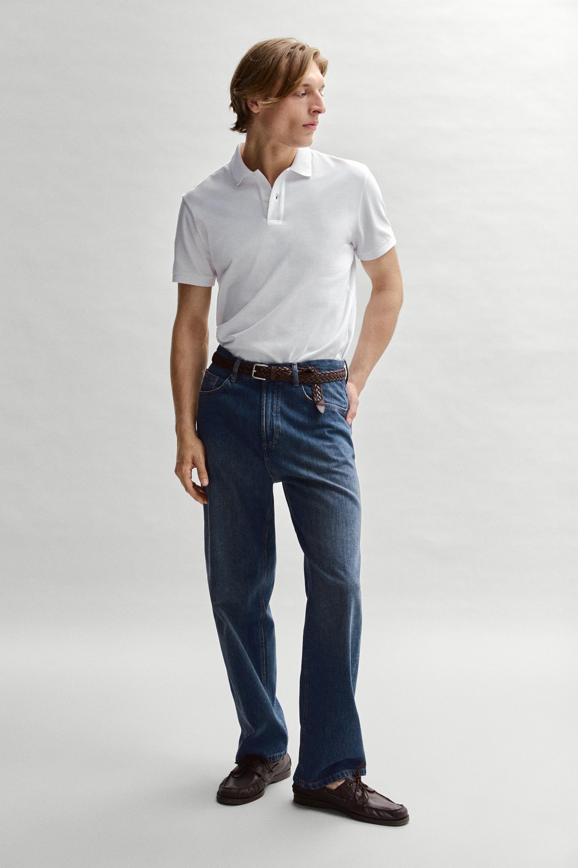 Micro-textured cotton piqué polo shirt — WHITE
