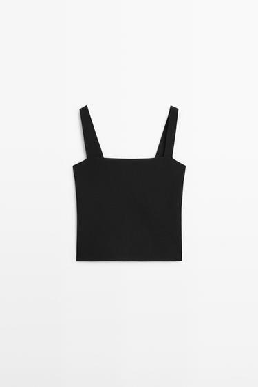 Knit top with a square neckline — BLACK 2