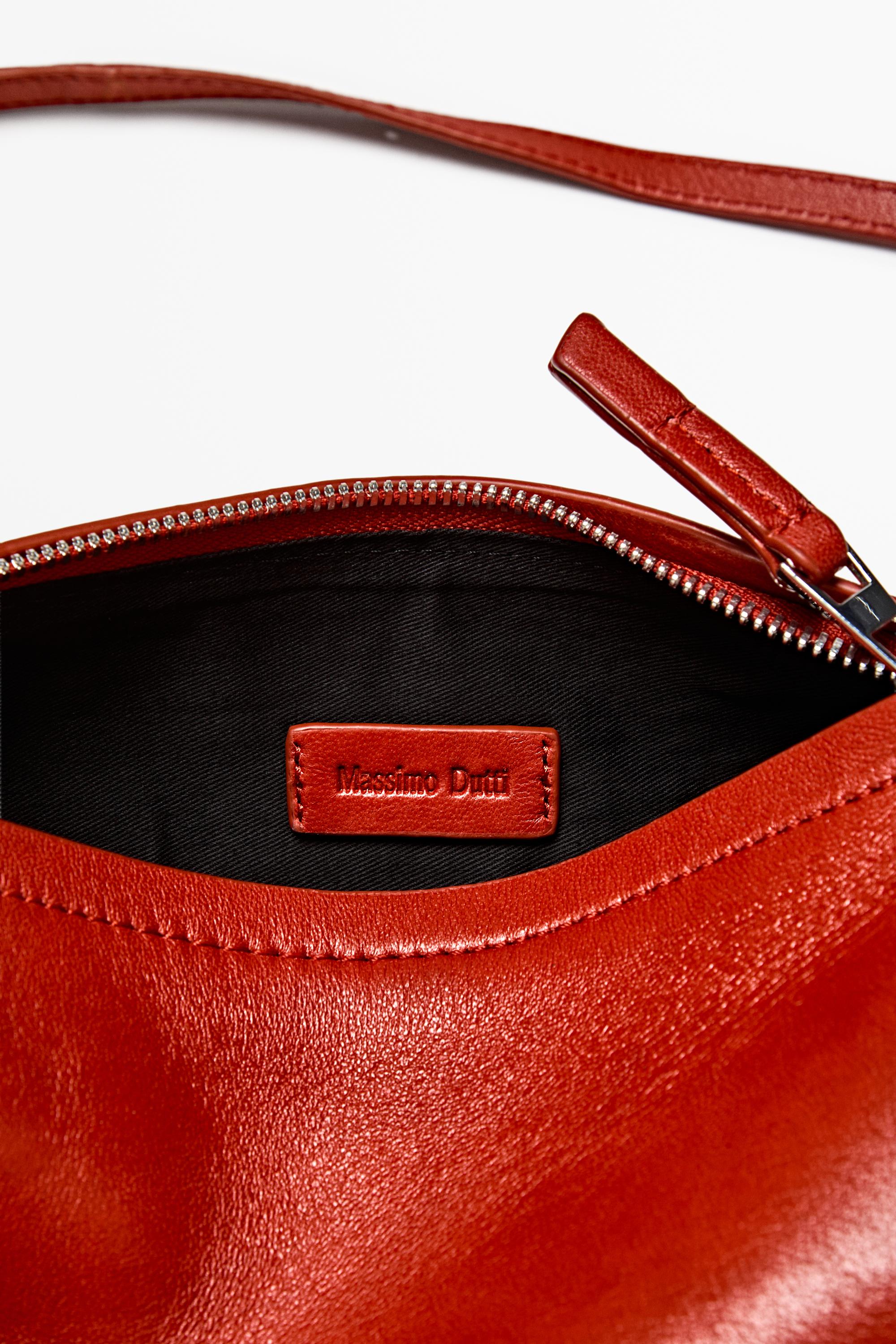 Nappa leather crossbody bag — CORAL RED
