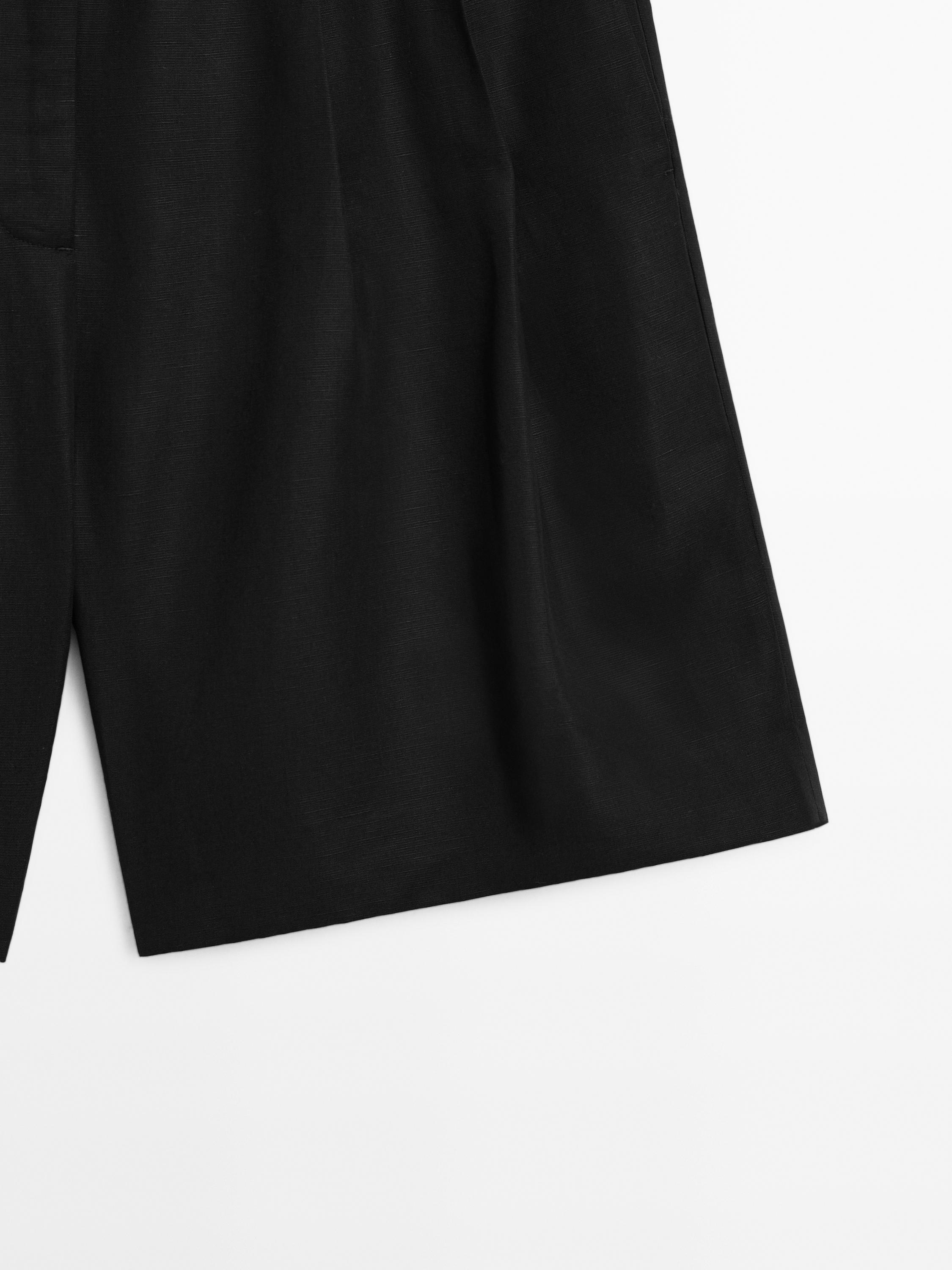 ★ Massimo Dutti★ Front pleated bermuda pants 05035535805 Pleated Bermuda shorts · Black, Brown · Dressy | Massimo Dutti