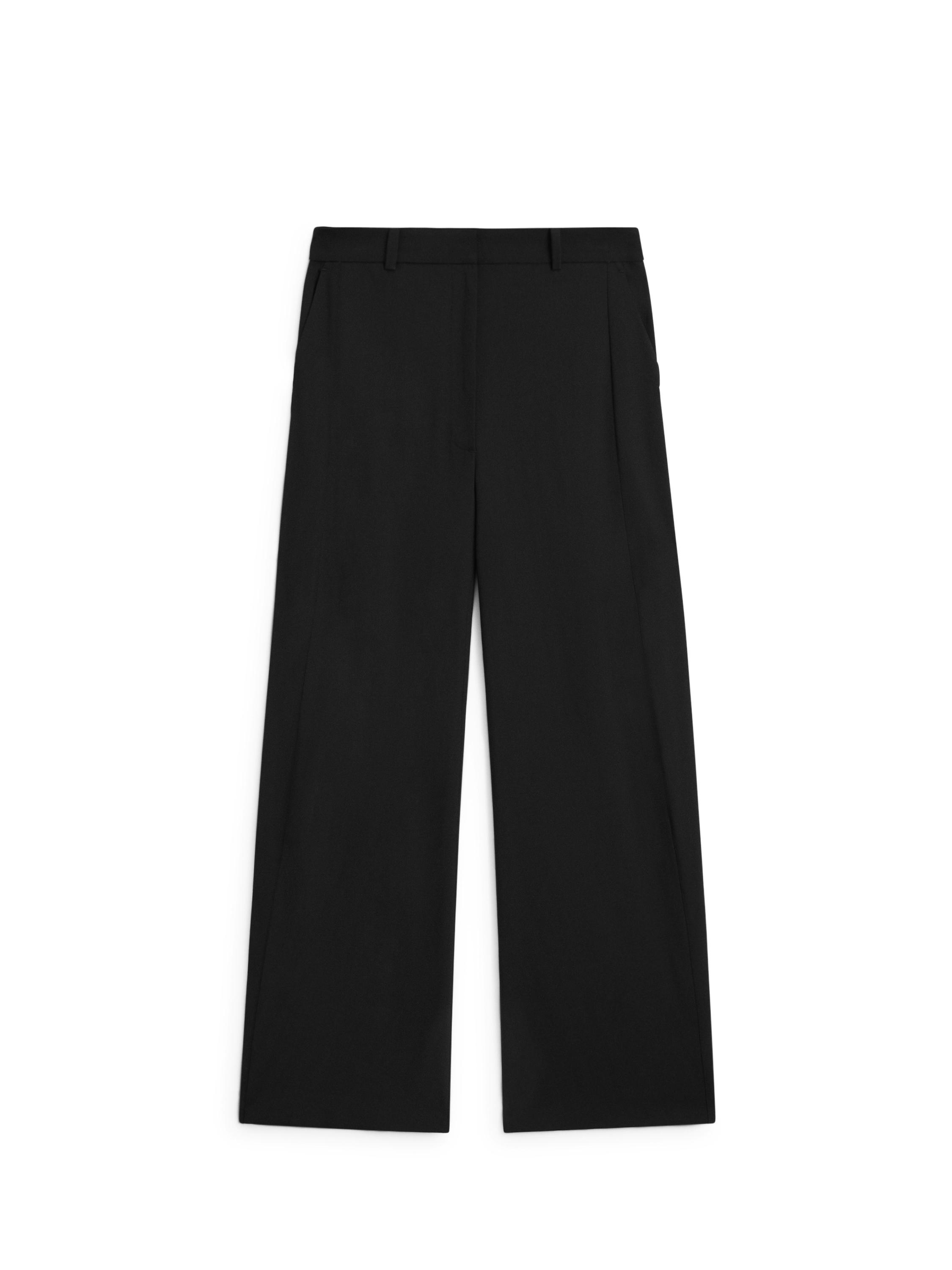 Wool blend trousers with seam detail — BLACK