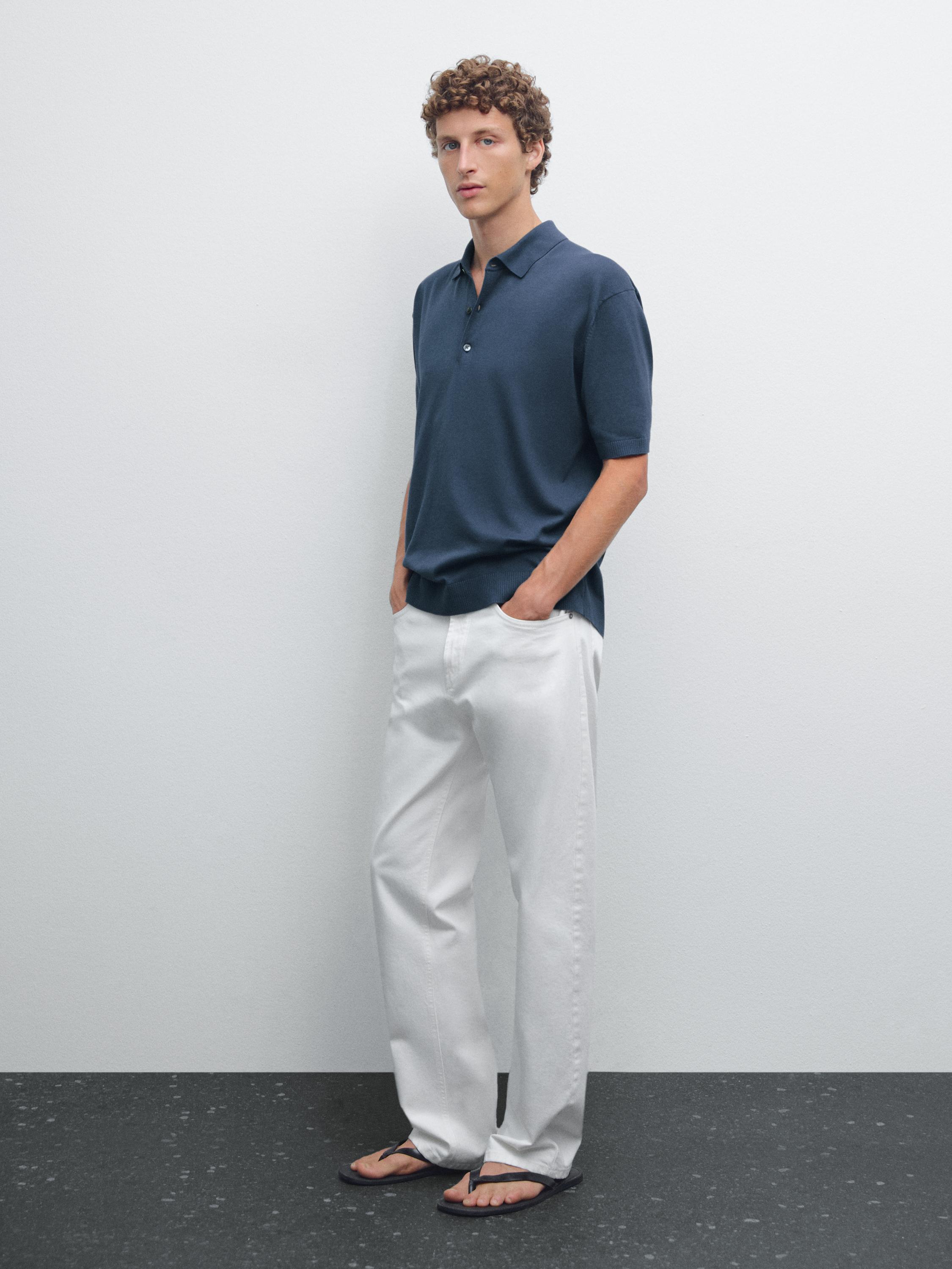 Short sleeve knit polo shirt