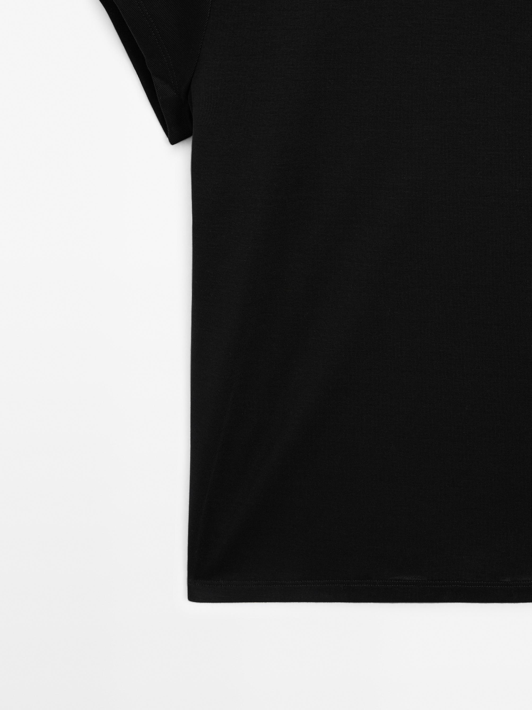 100% mercerised cotton short sleeve T-shirt — BLACK