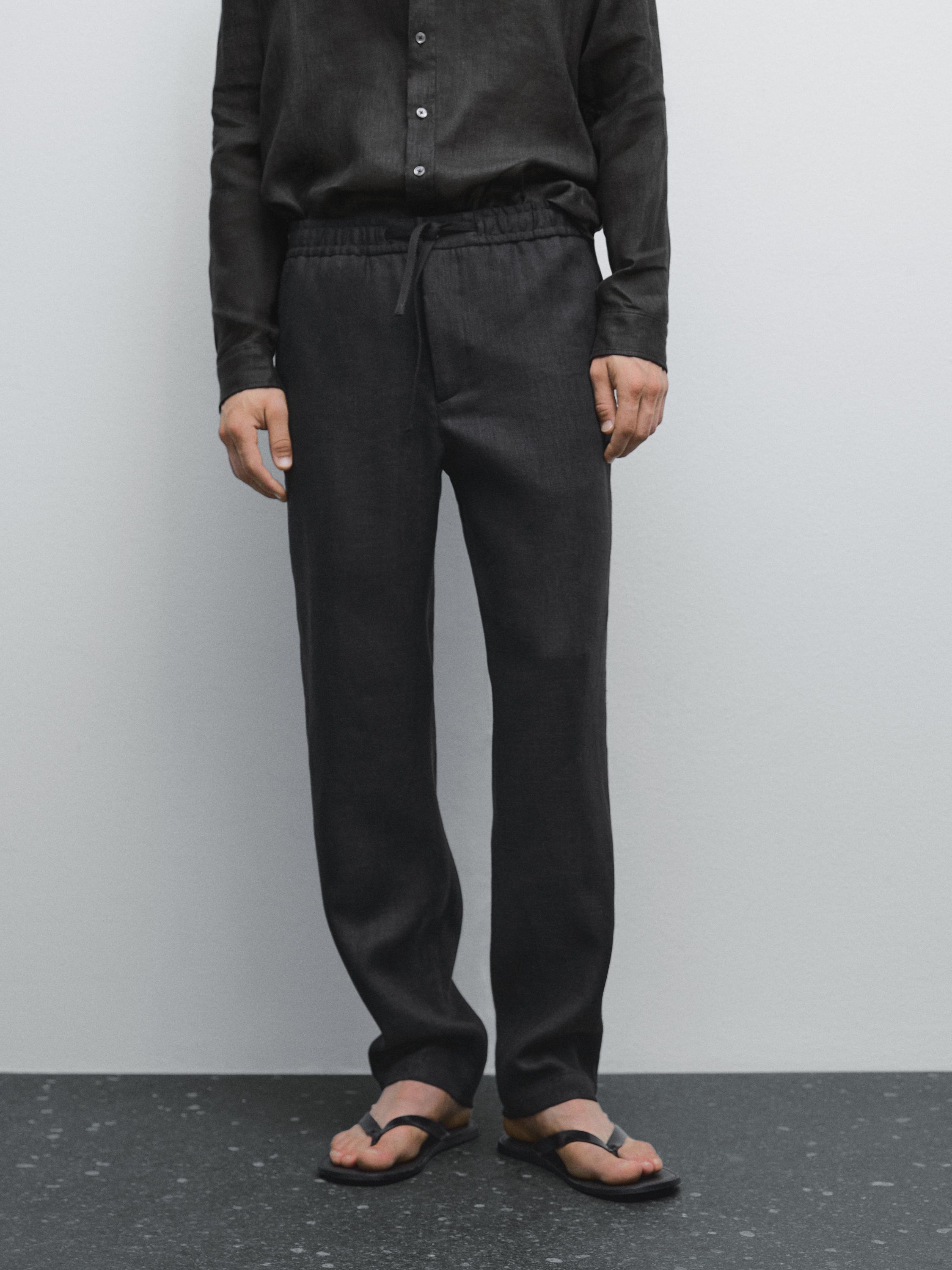 %100 keten jogger pantolon
