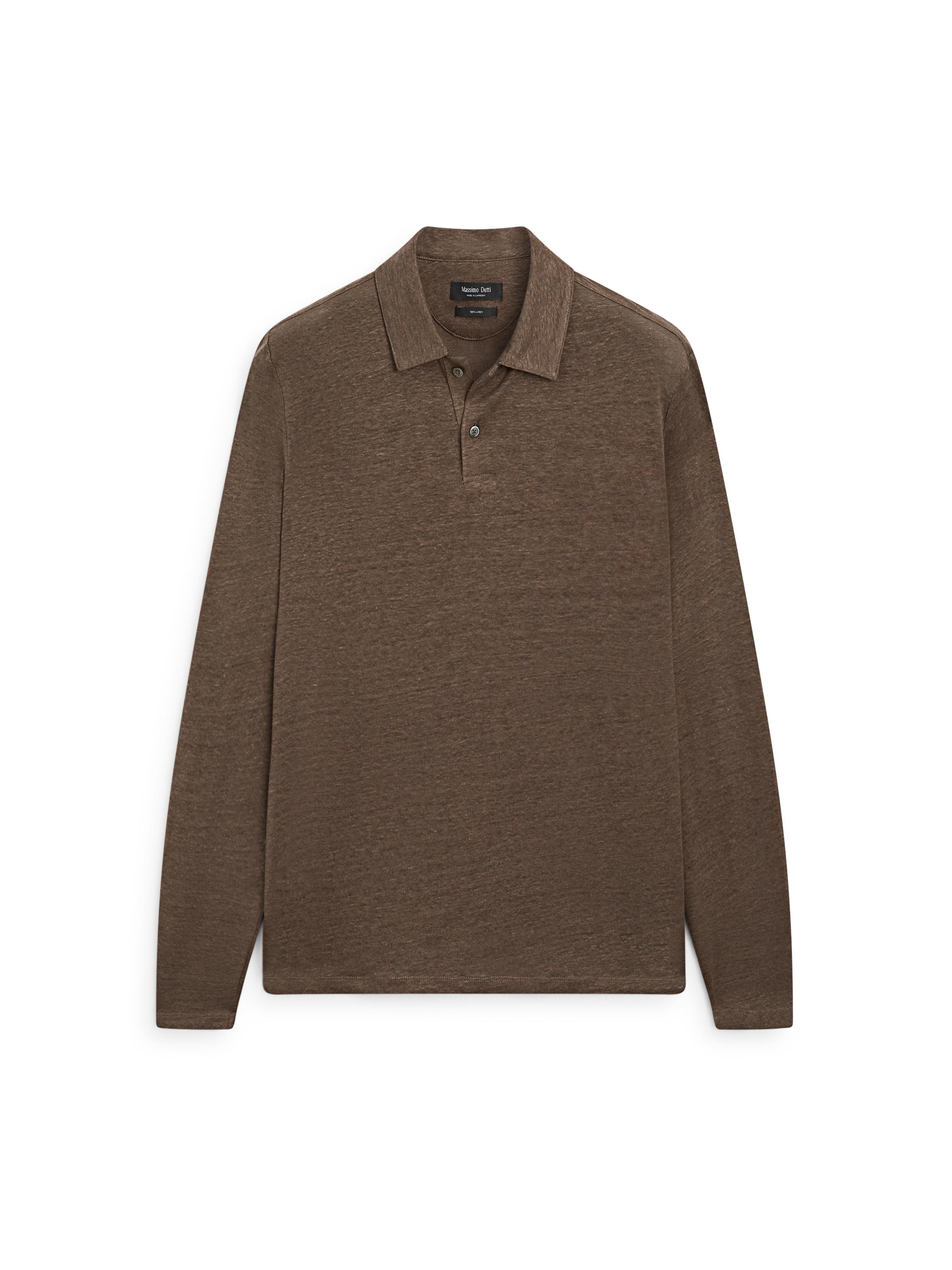 100% linen long sleeve polo shirt — OIL