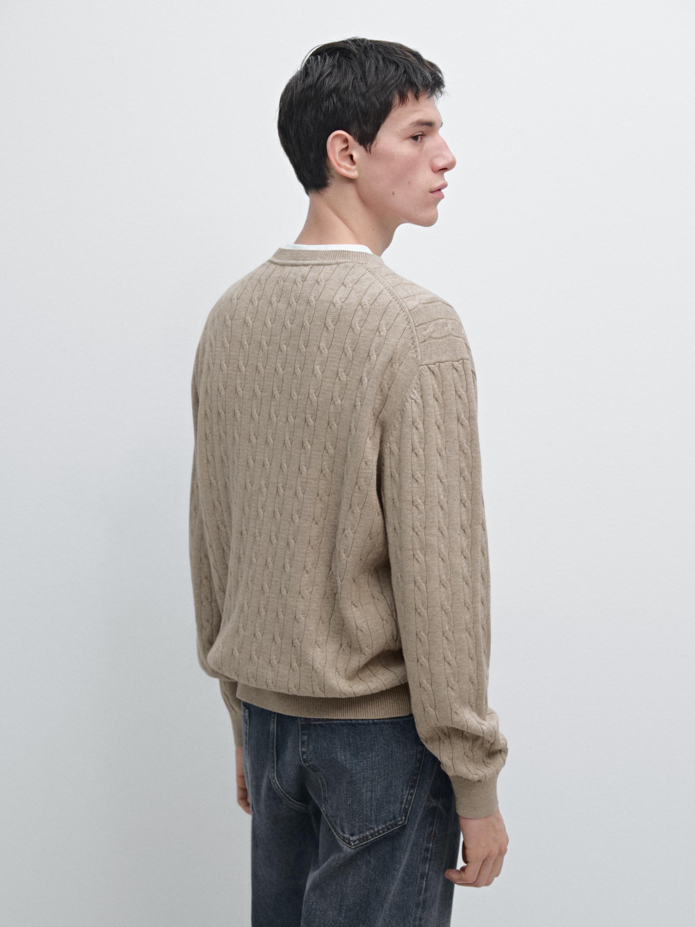 100% cotton cable-knit sweater — MINK