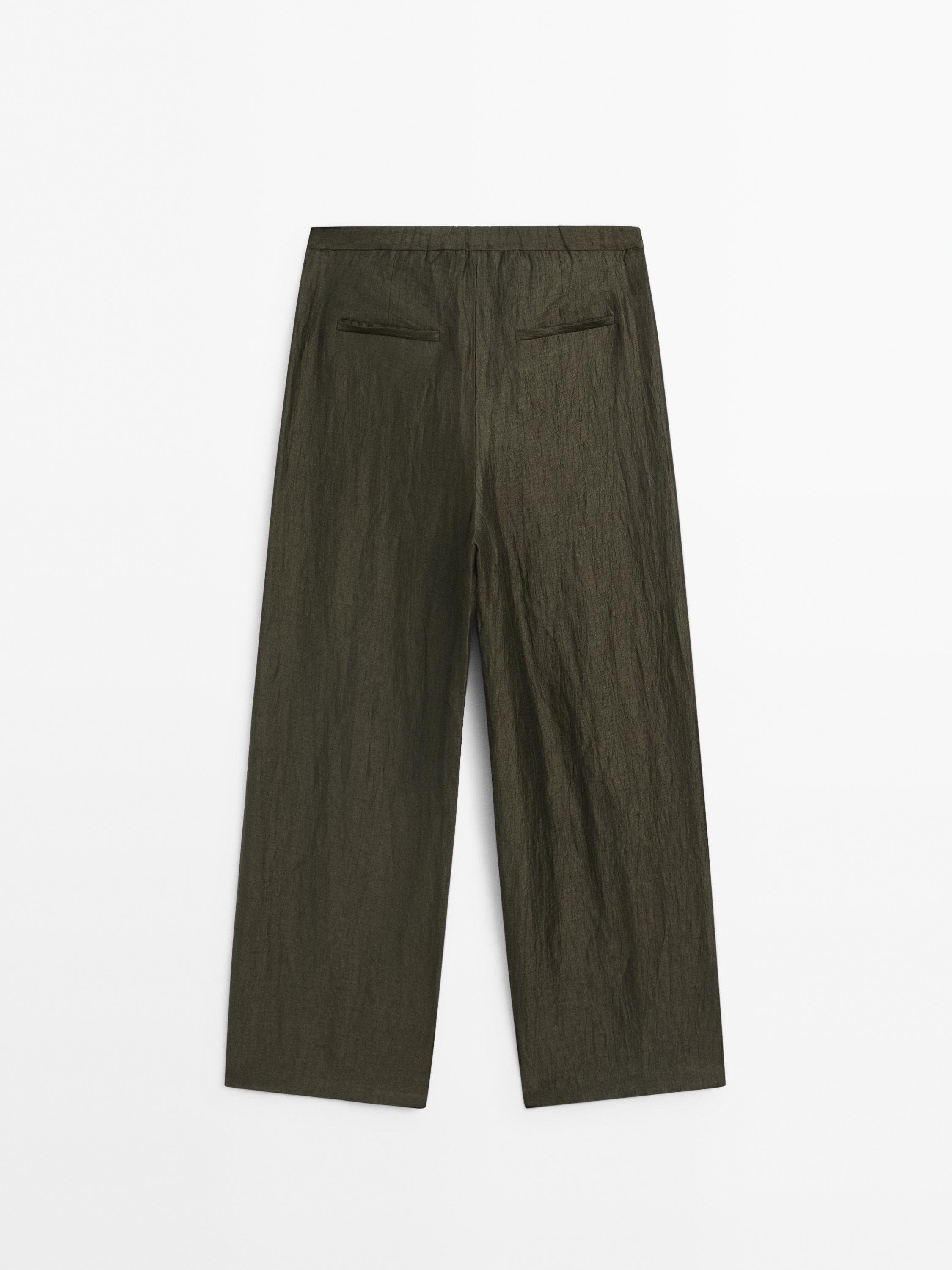 Linen blend darted trousers