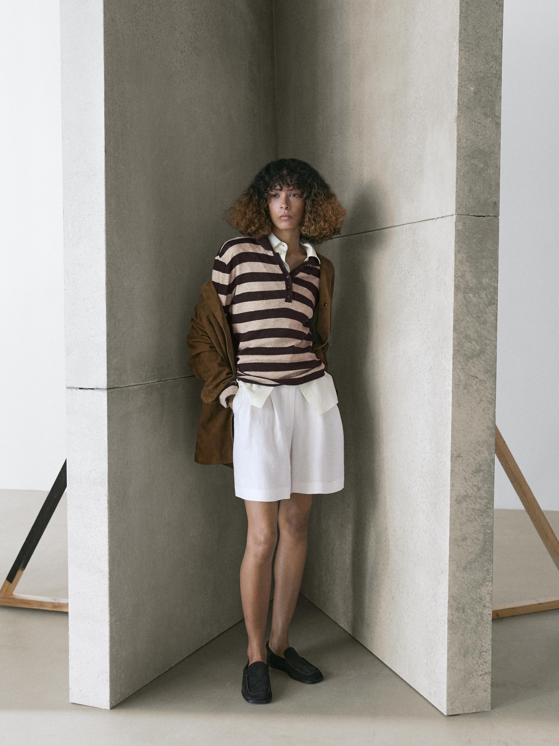 Úpletový polo sveter z bavlnenej zmesi