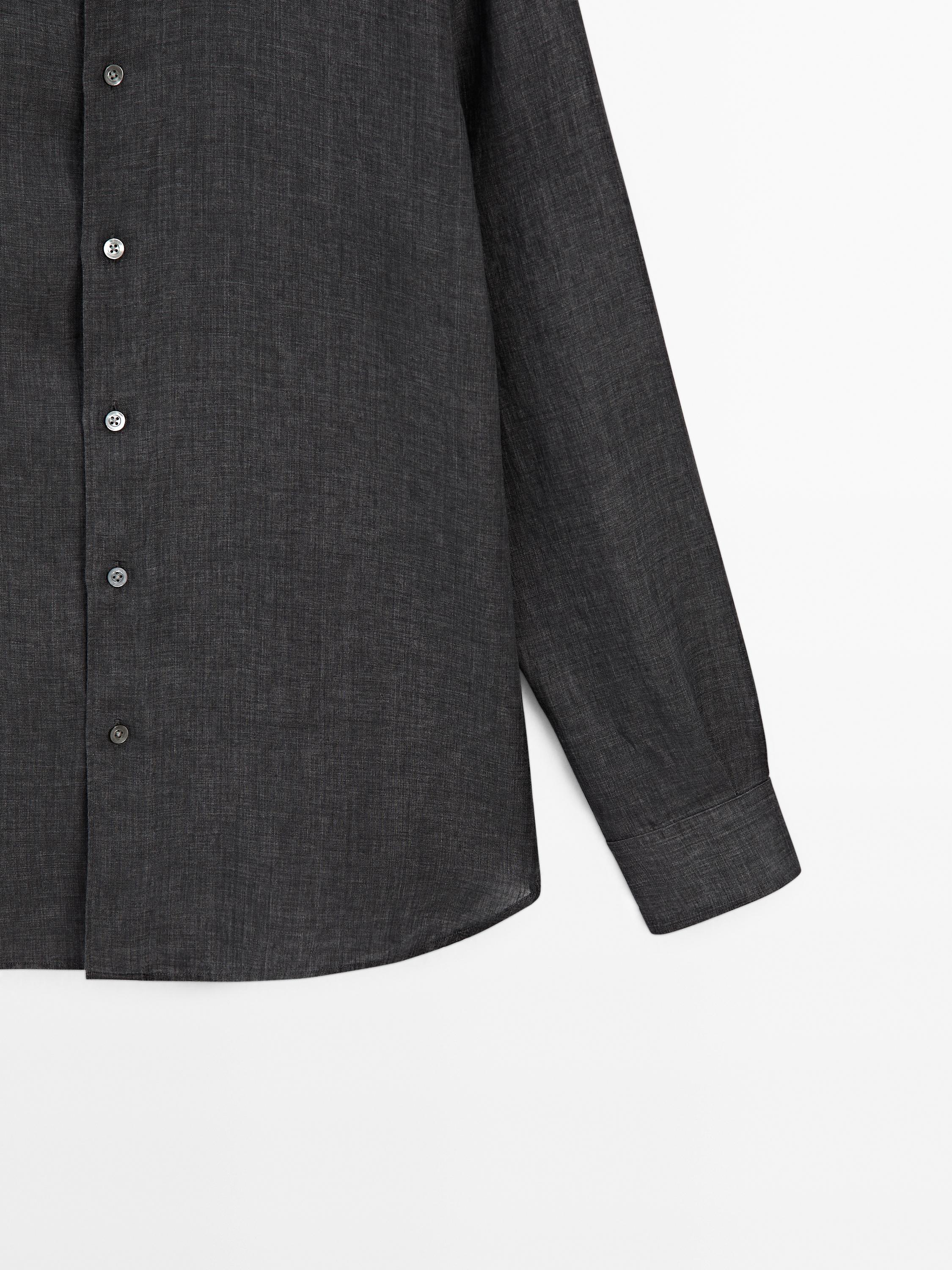 Camisa delavé slim fit 100% lino