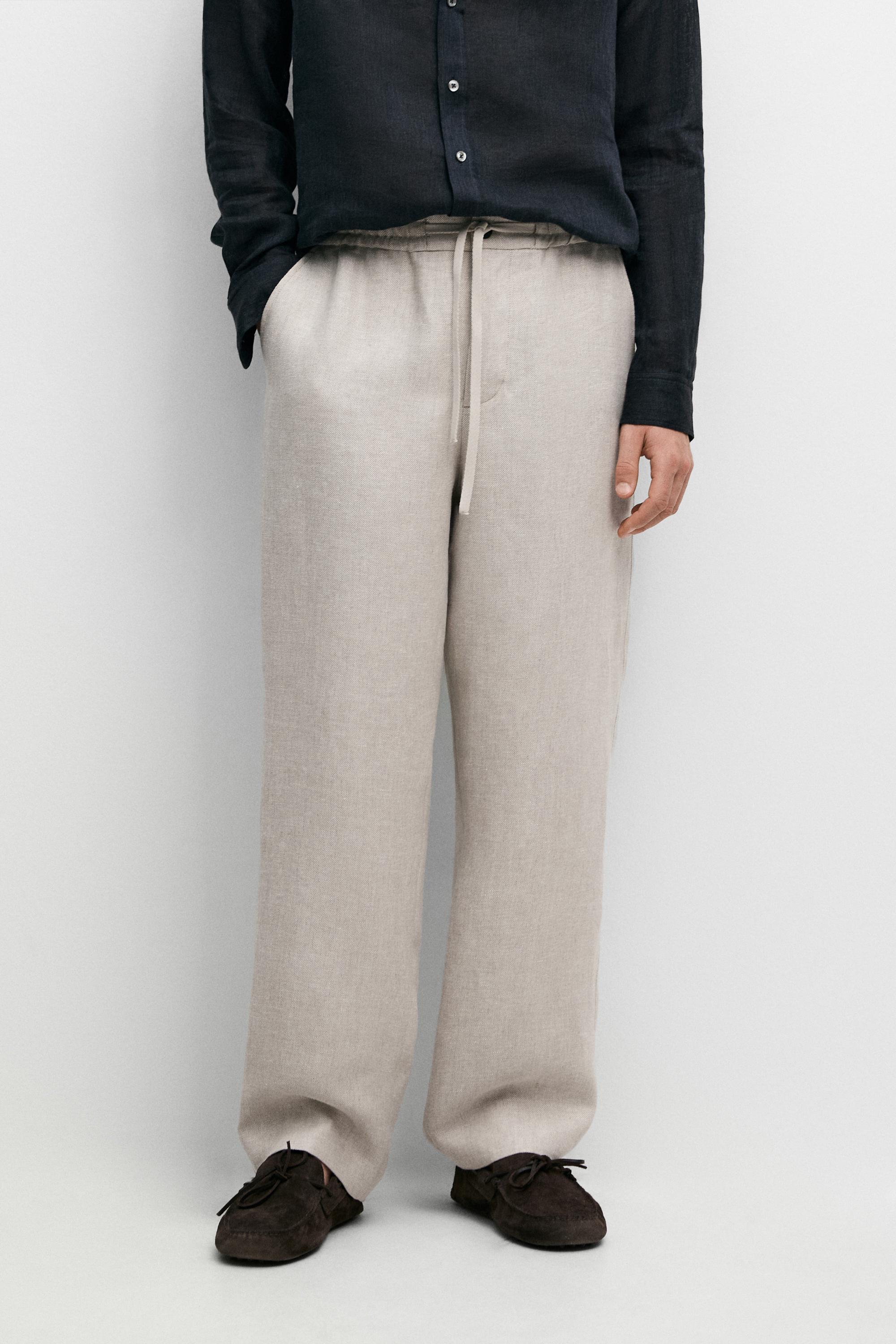 100% linen textured co-ord pants — CREAM