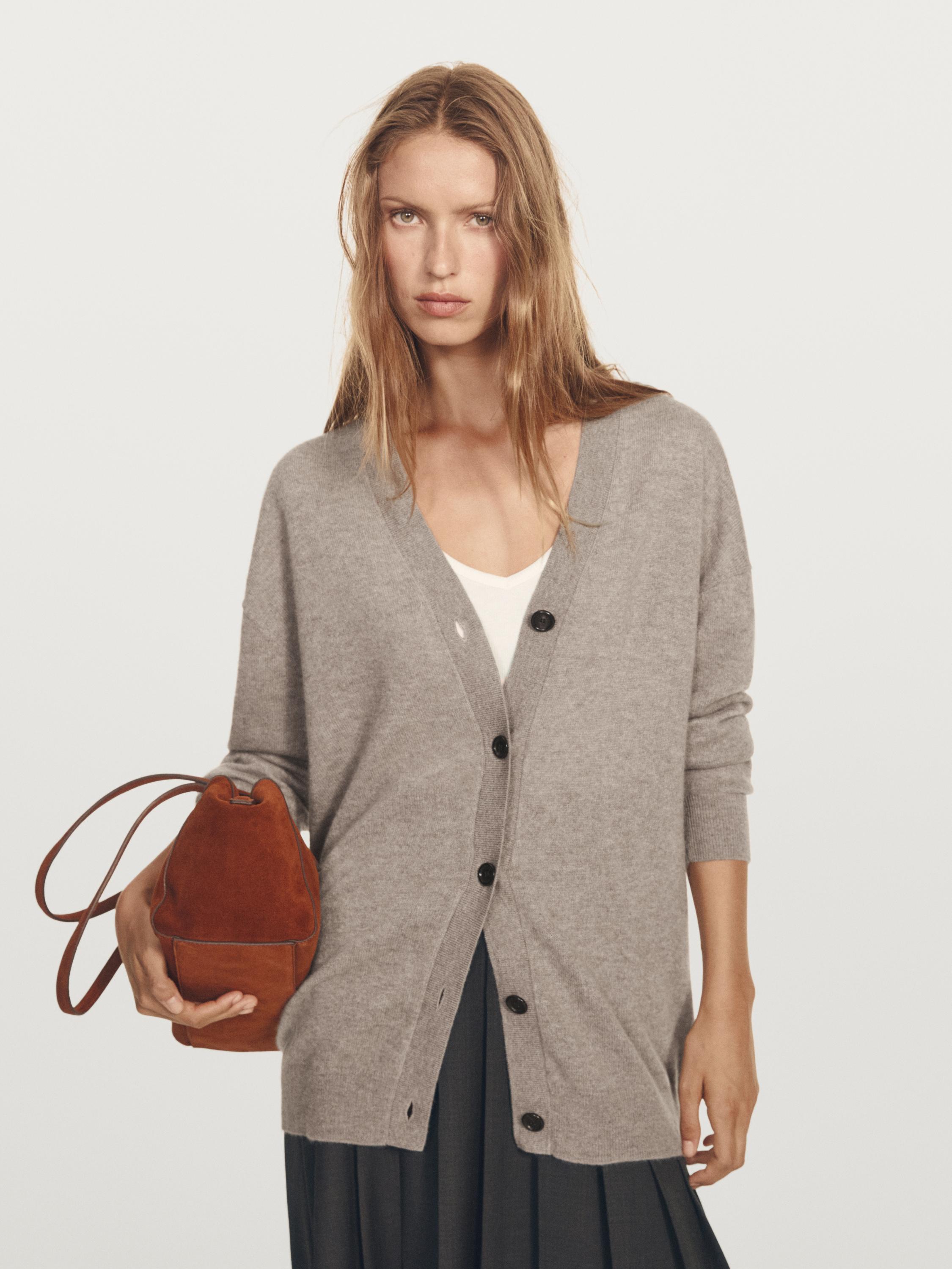 Cardigan oversize à col en V en cachemire