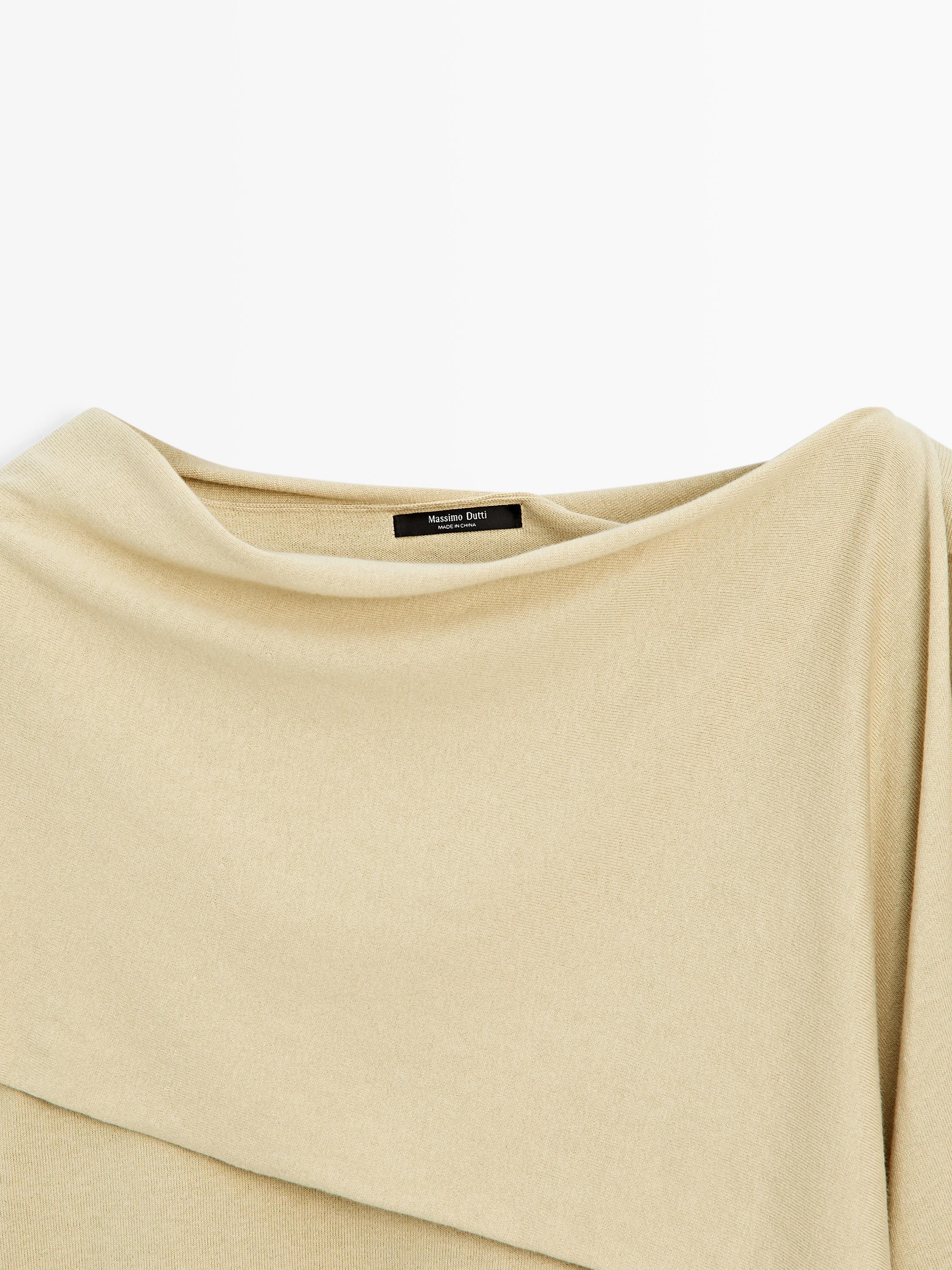 Knit sweater with scarf detail — GREENISH