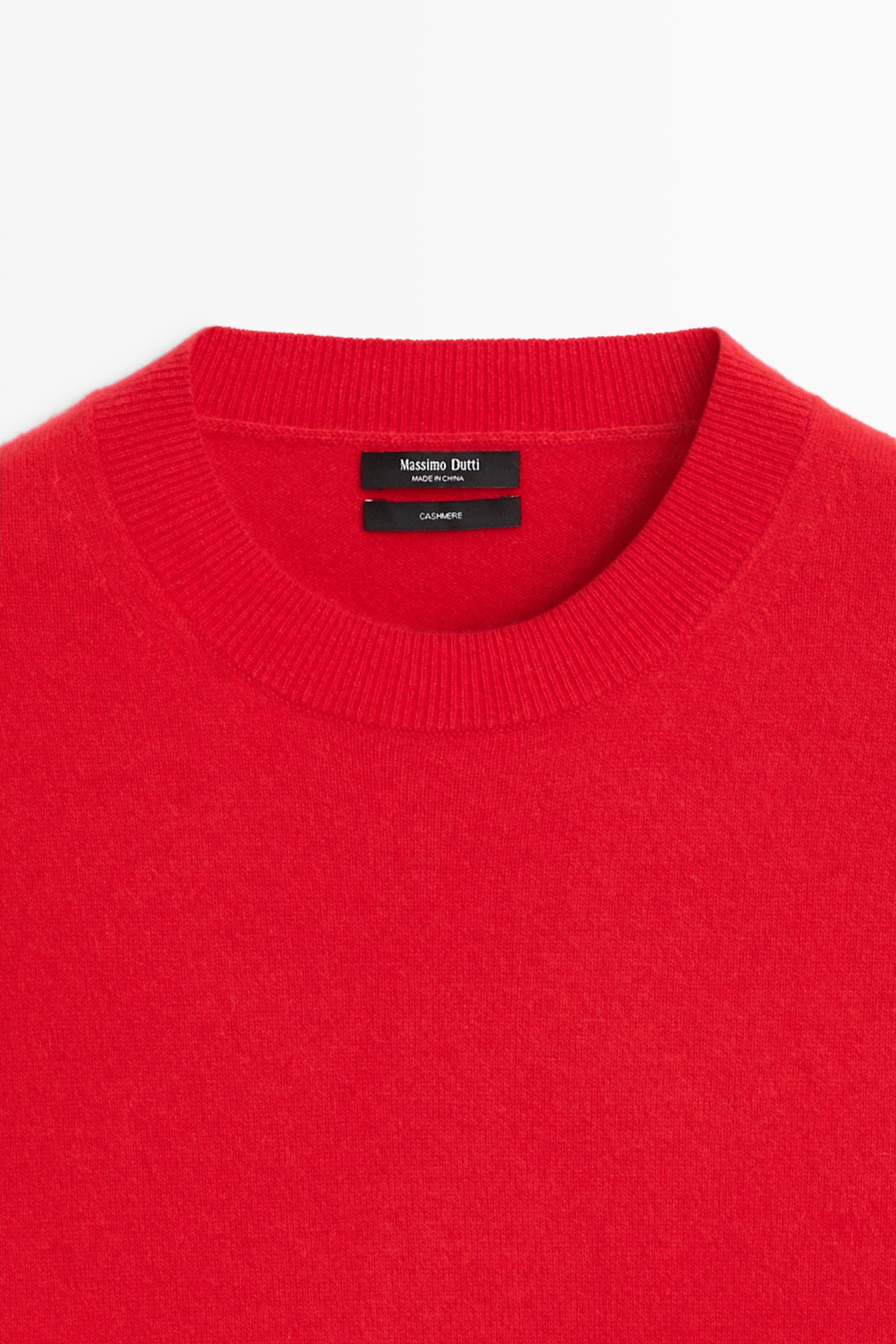 100% cashmere long sleeve sweater — RED