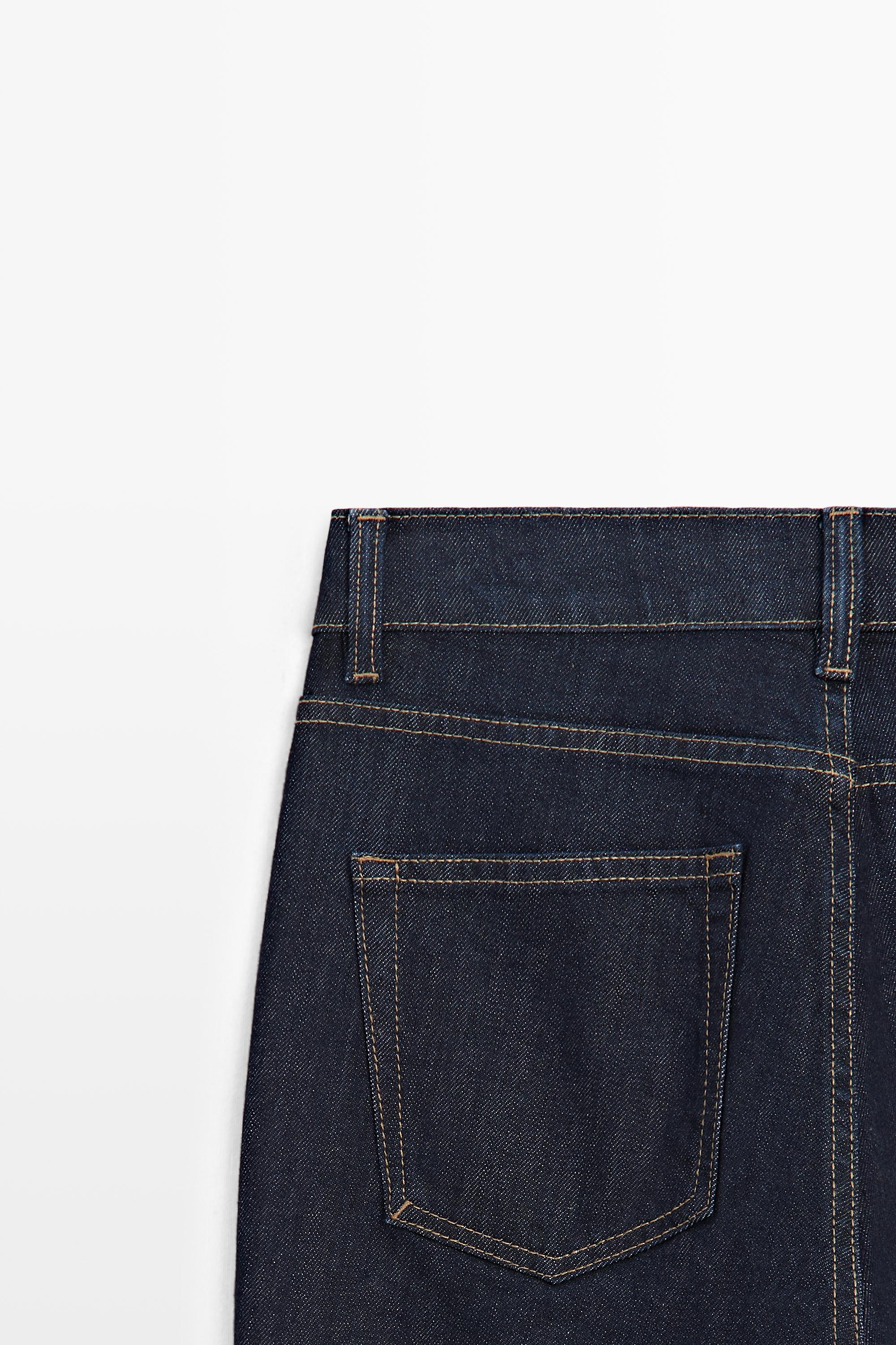 Mid-waist slim fit cropped jeans — DARK BLUE