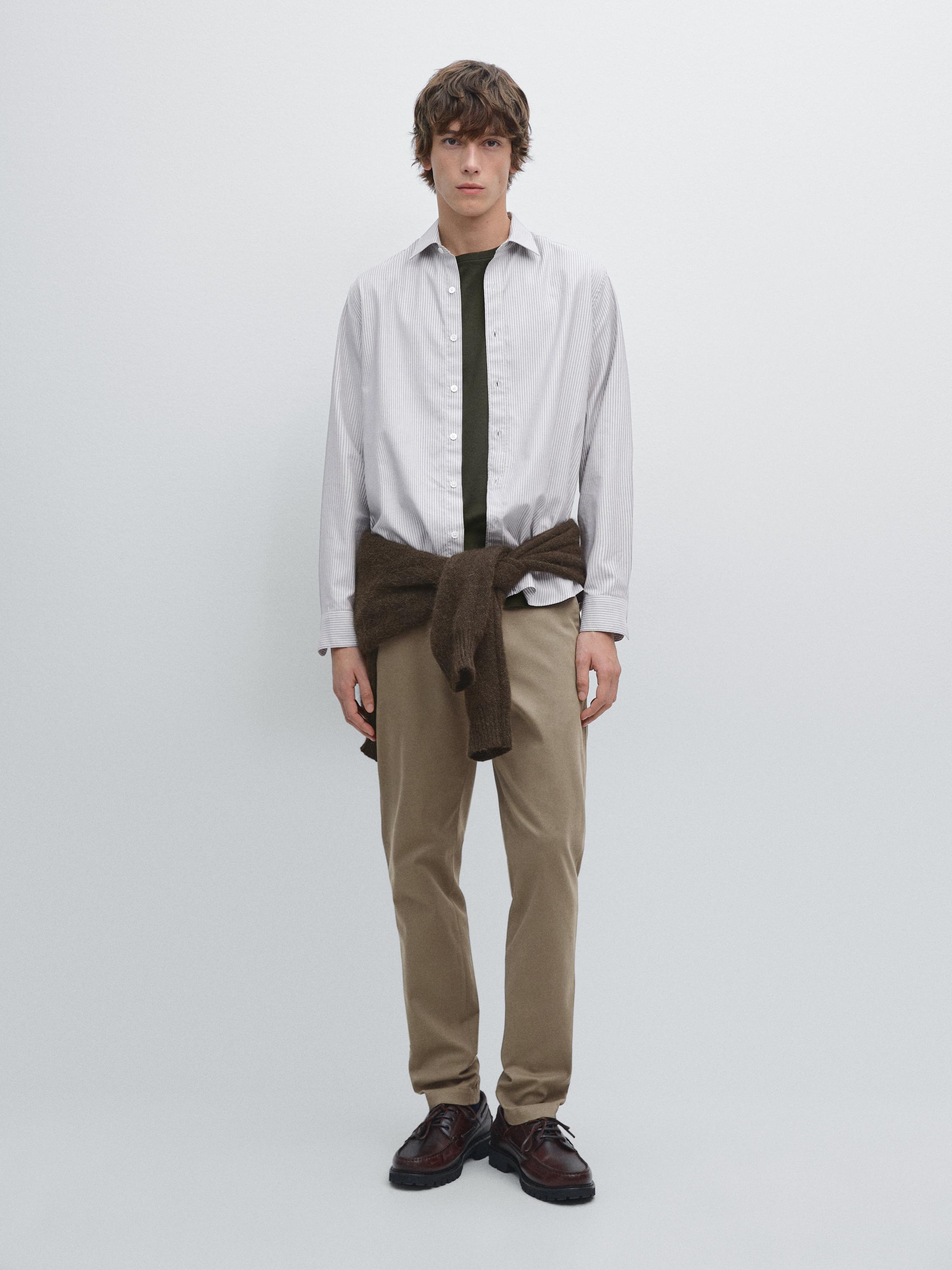 Slim fit twill trousers