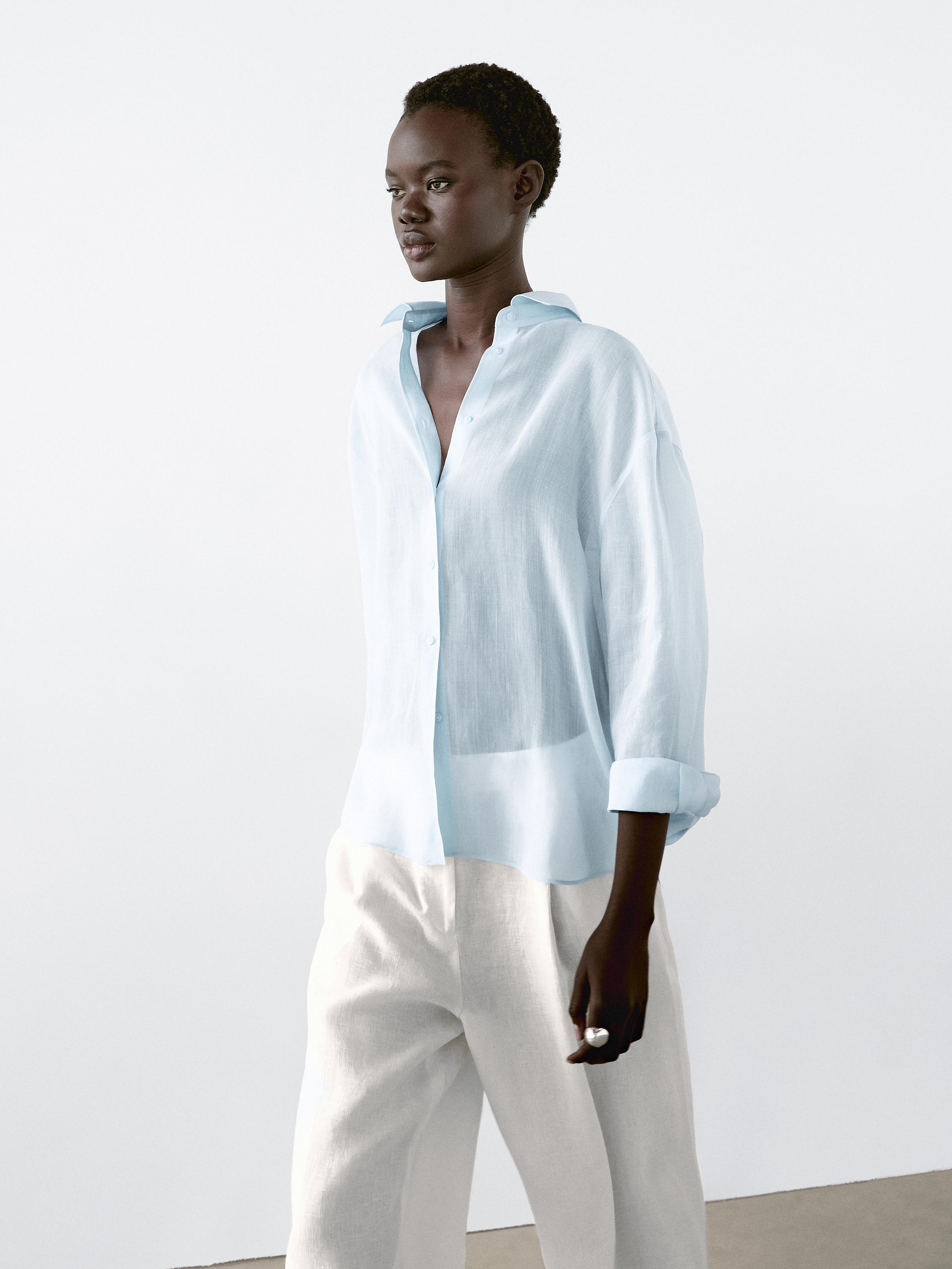 Camisa fluida con ramio