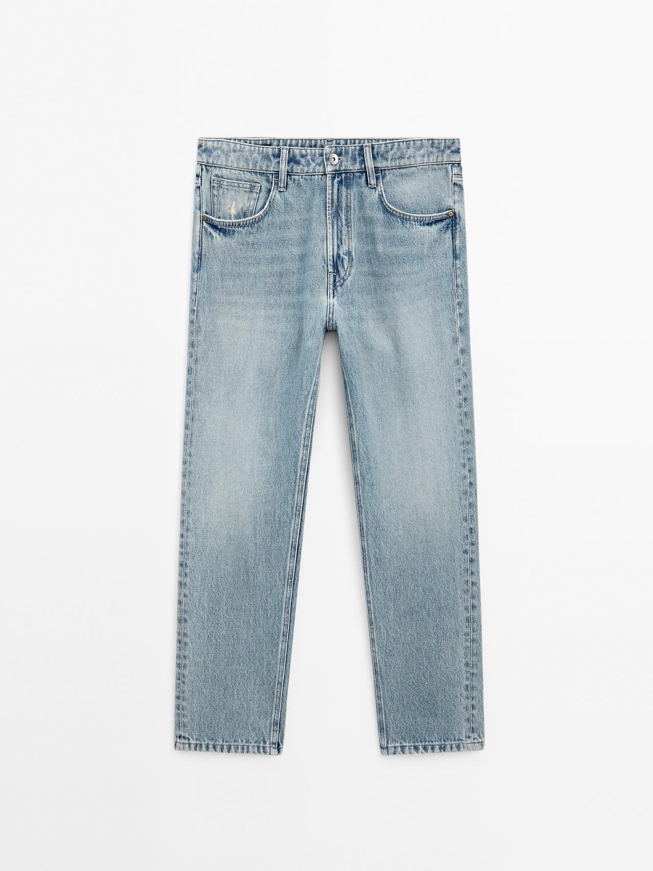 Massimo Dutti - Herre - Tapered Fit Jeans - Lys Blå - 32
