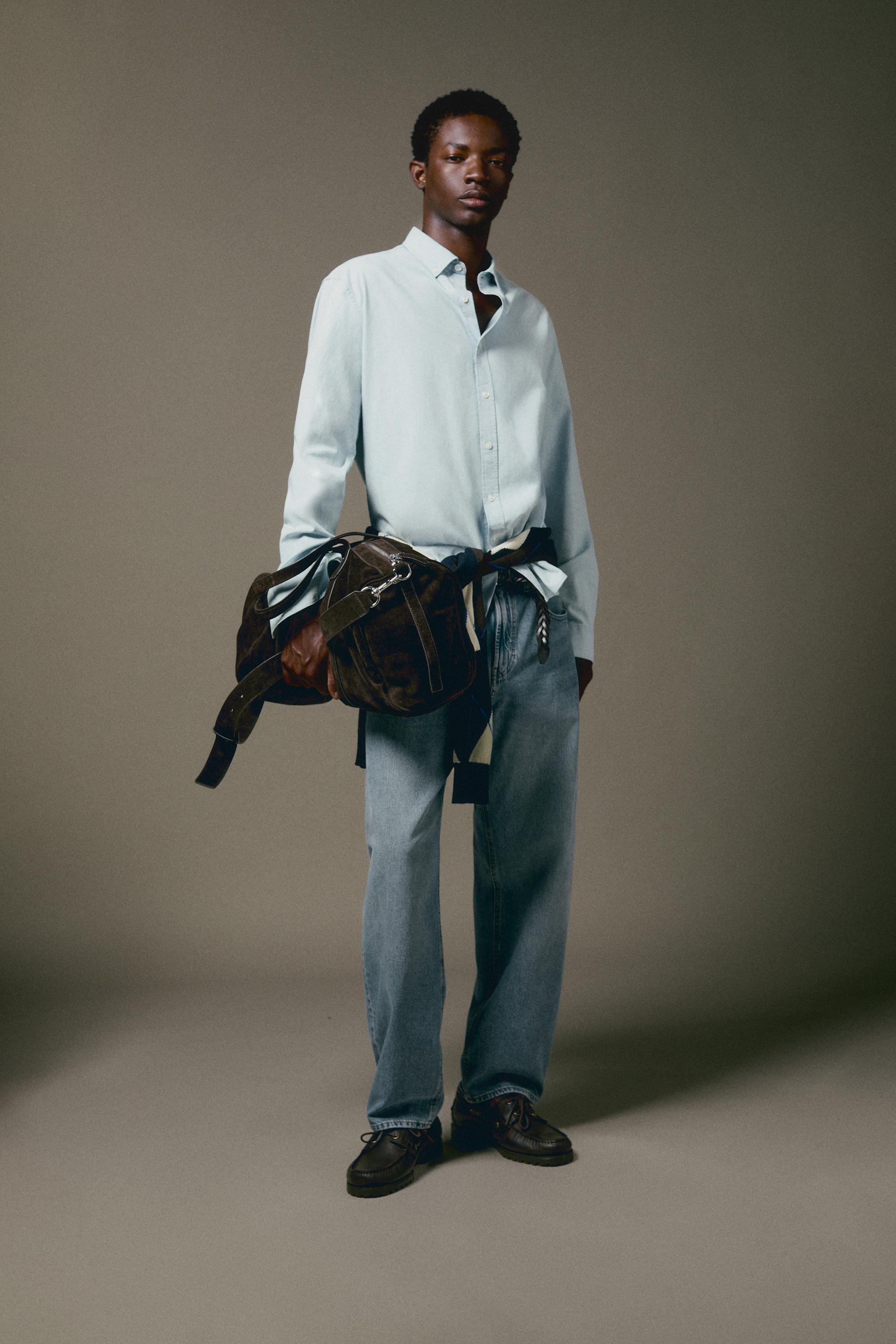 100% cotton denim shirt — SKY BLUE