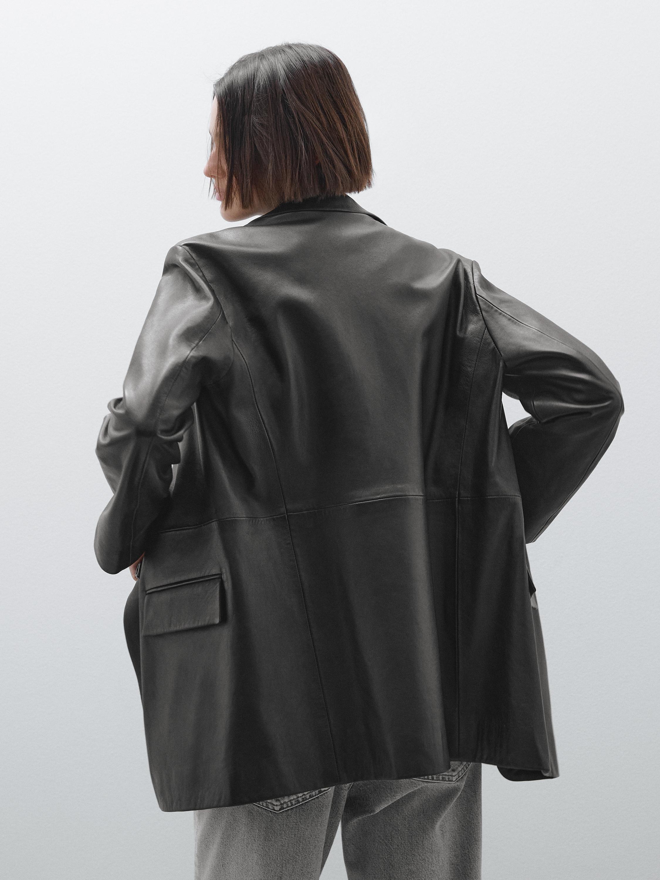 Oversize nappa leather blazer