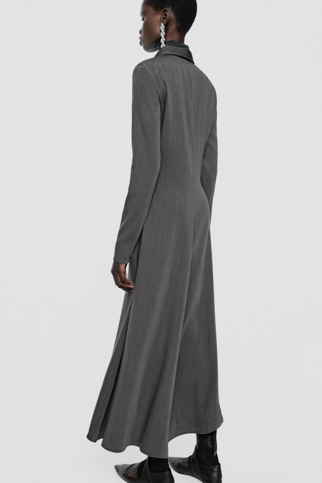Flowing wool blend shirt dress - LIMITED EDITION — GREY