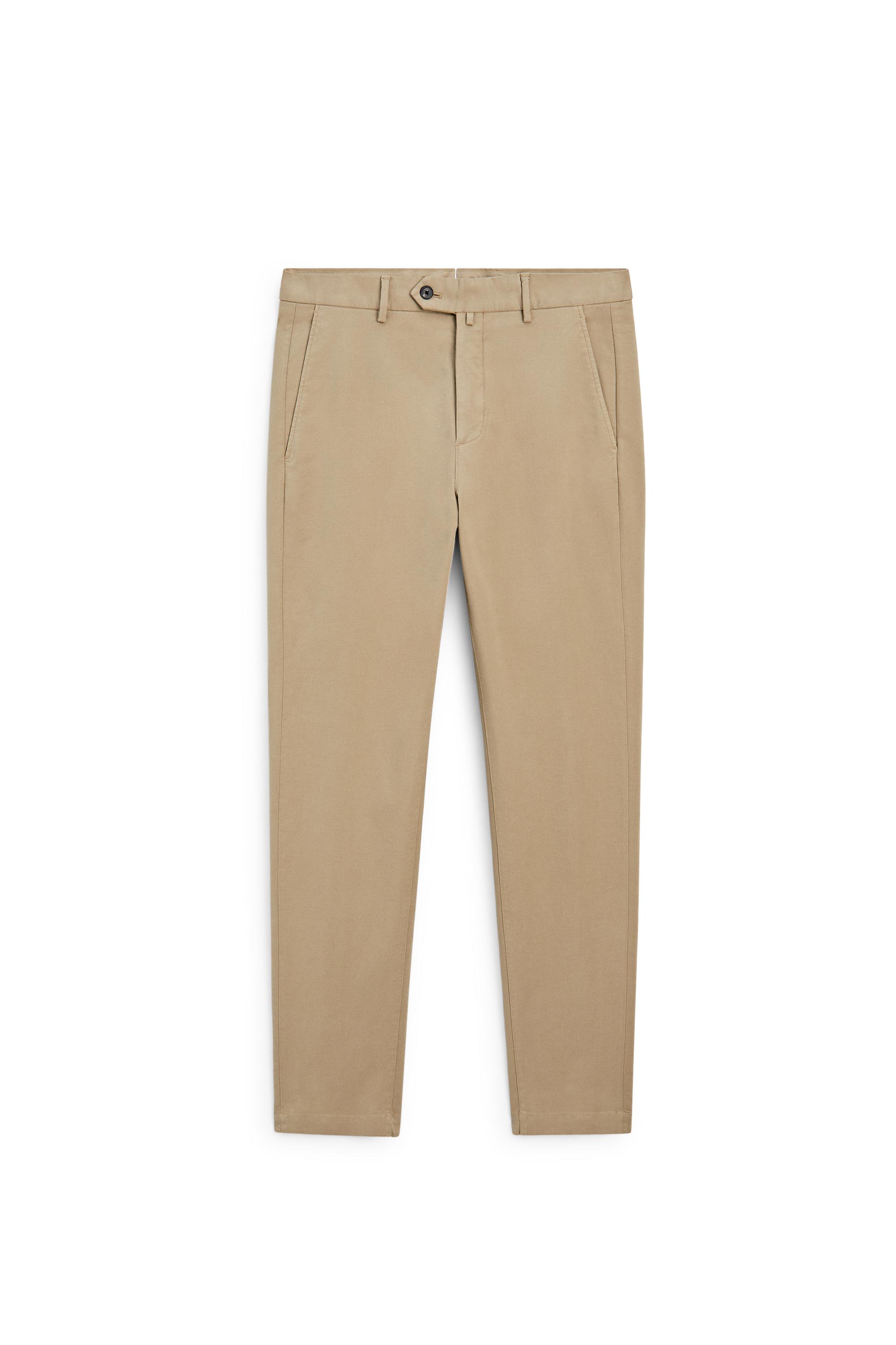 100% cotton slim fit pants — BEIGE