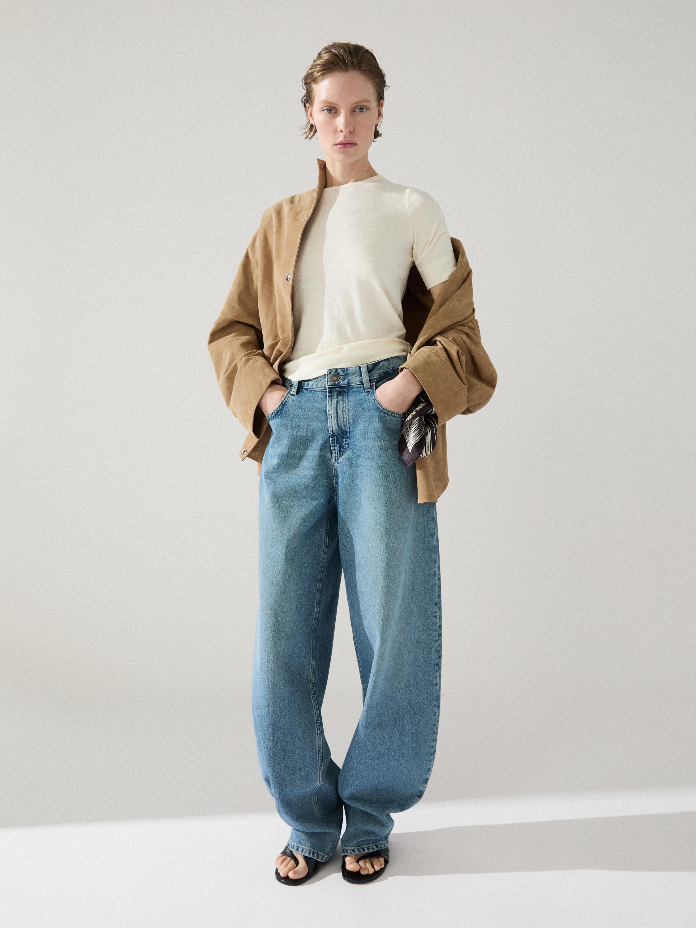 Oversize suede leather jacket — SAND