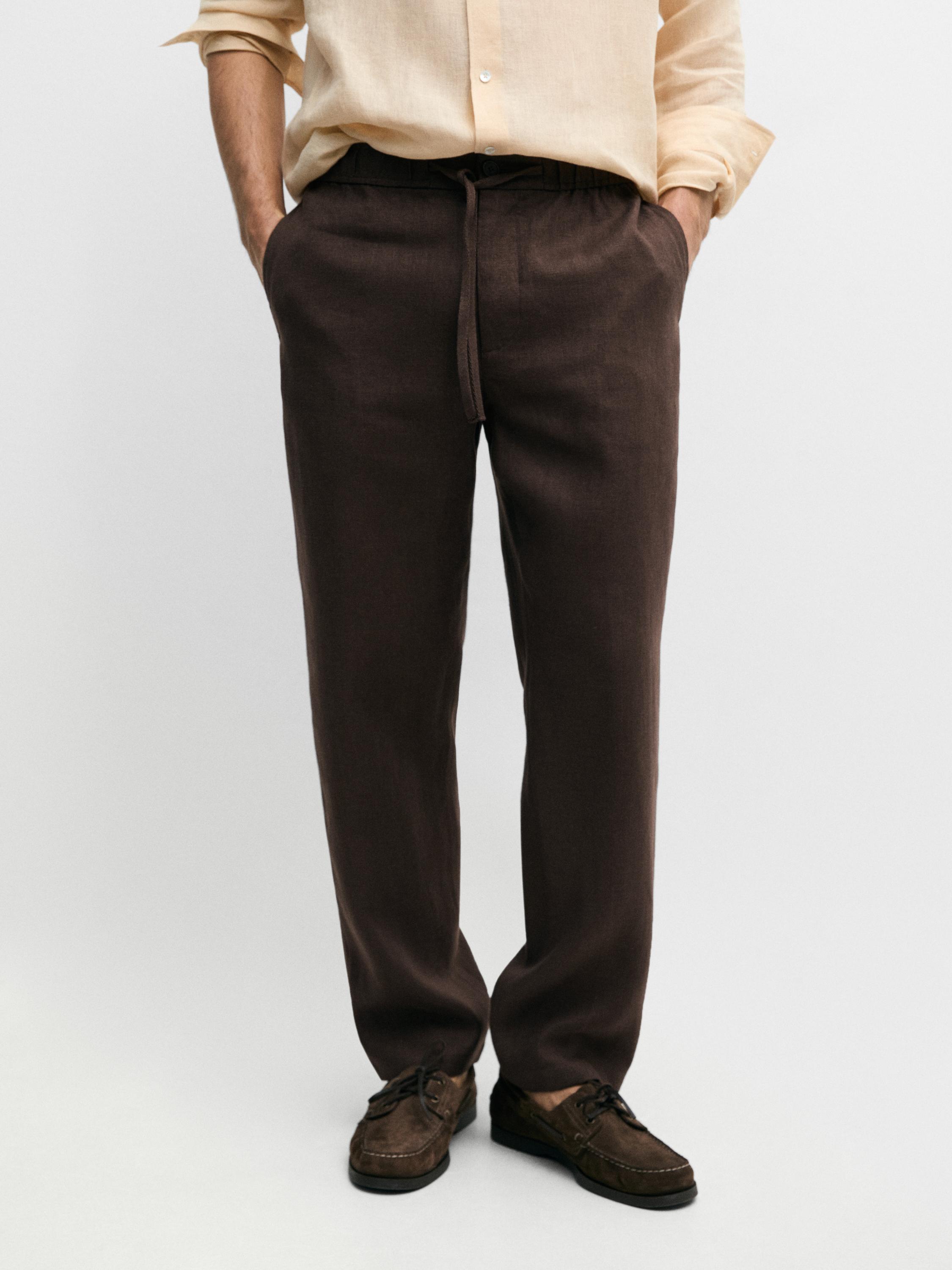 Linen jogger fit trousers