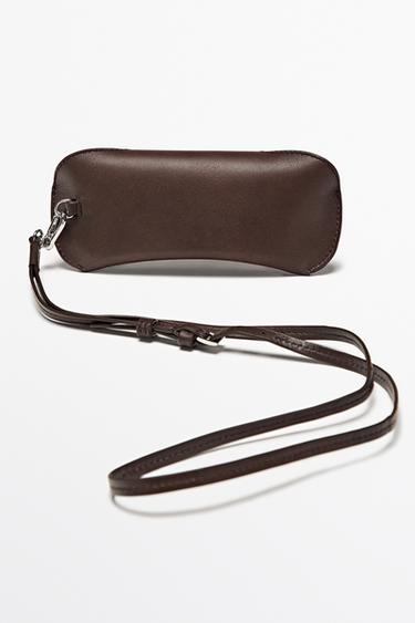 Nappa leather sunglasses case — BROWN 2