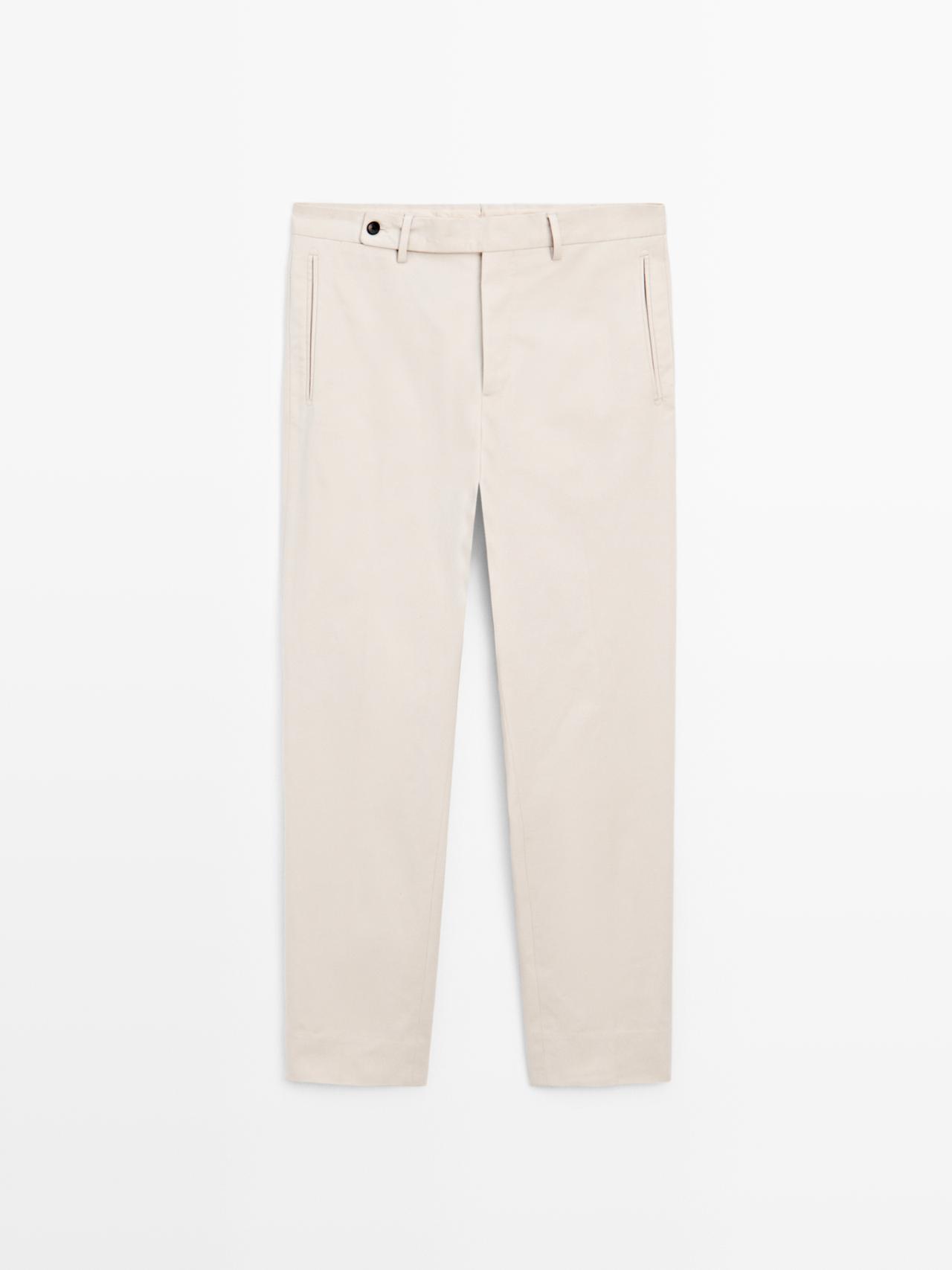 Massimo Dutti - Herre - Twill Af Bukser I Bomuldsblanding - Sand - 38