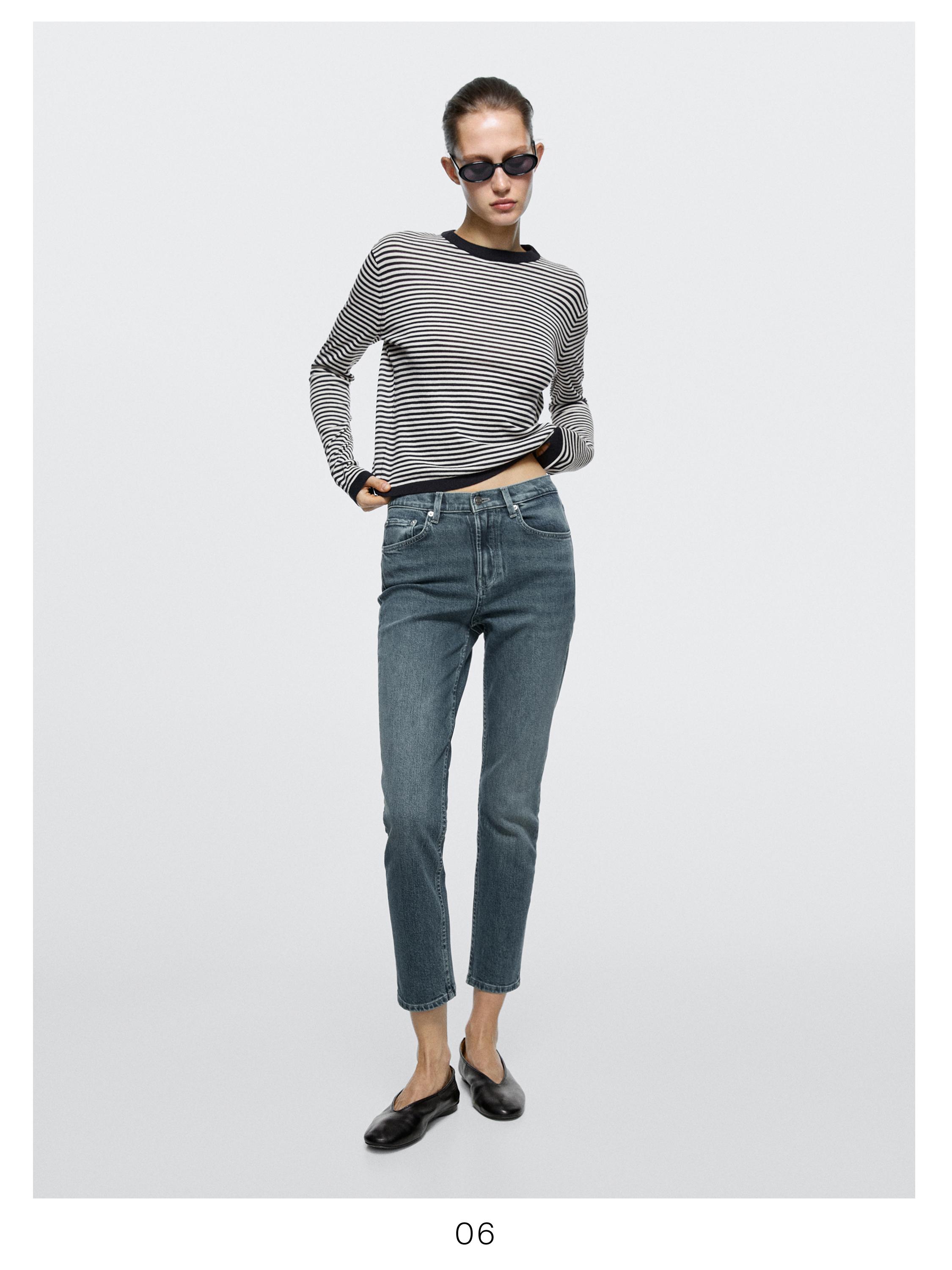 Mid-rise cropped slim fit jeans — Dark blue
