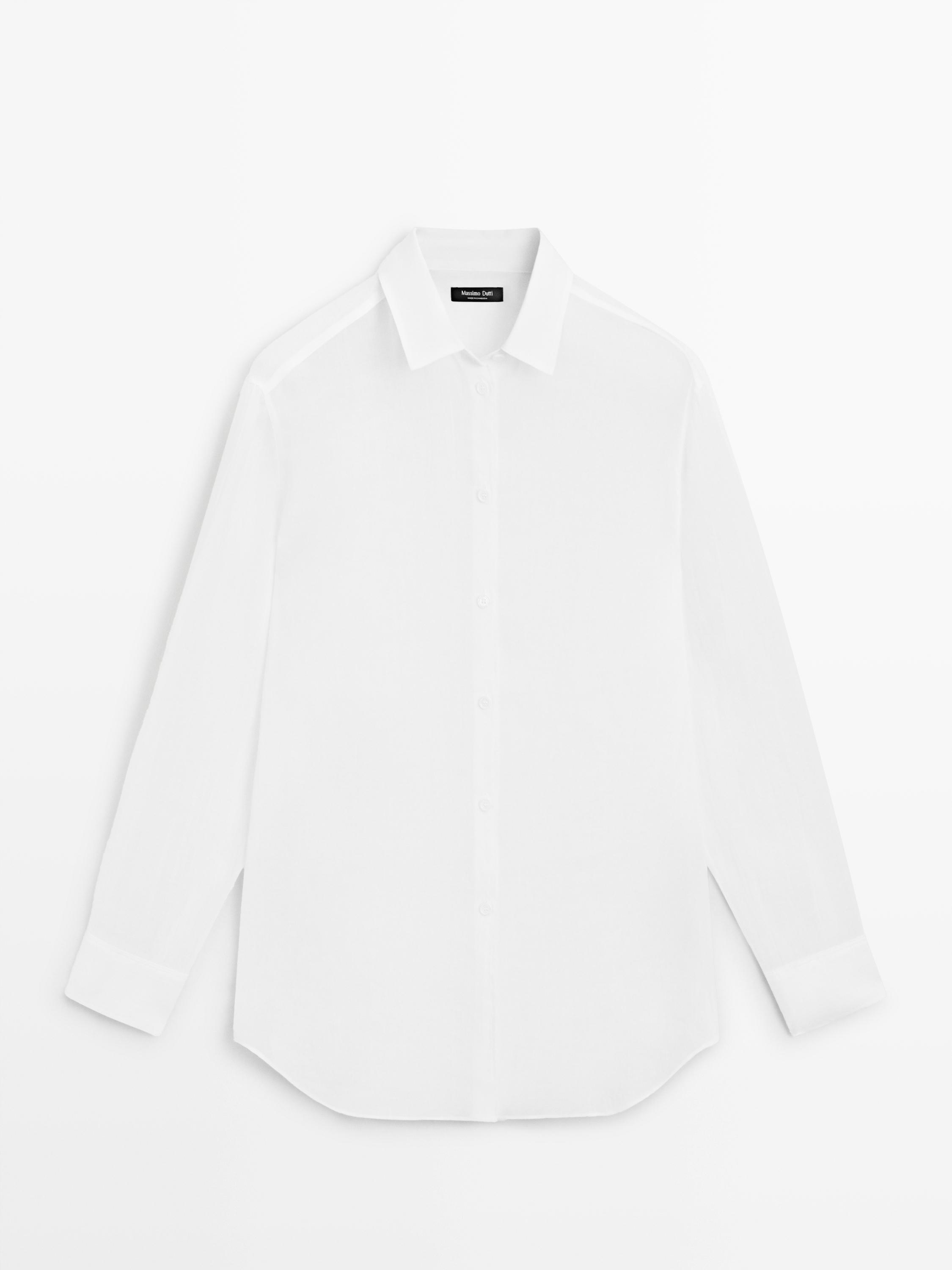 Flowing shirt with shirt collar — WHITE