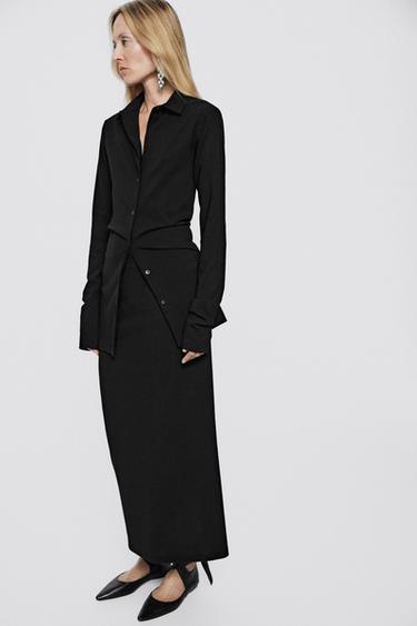 Stretch wool blend long skirt - LIMITED EDITION — BLACK 3